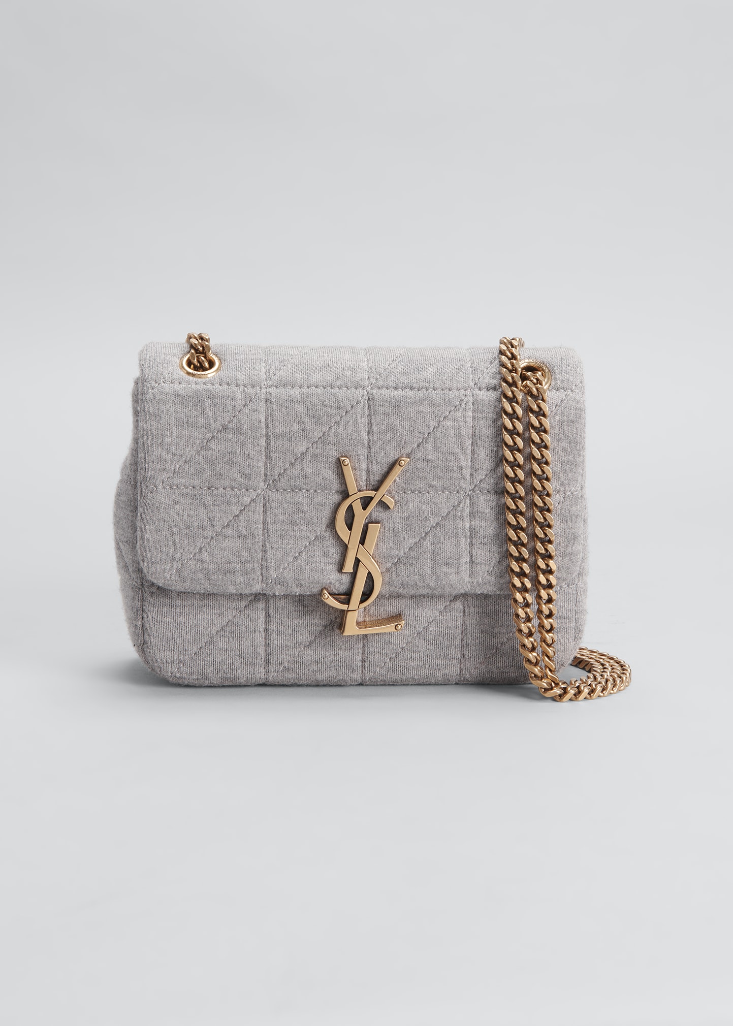 Saint Laurent Jamie Mini Ysl Quilted Wool Crossbody Bag In 1407 Grigio