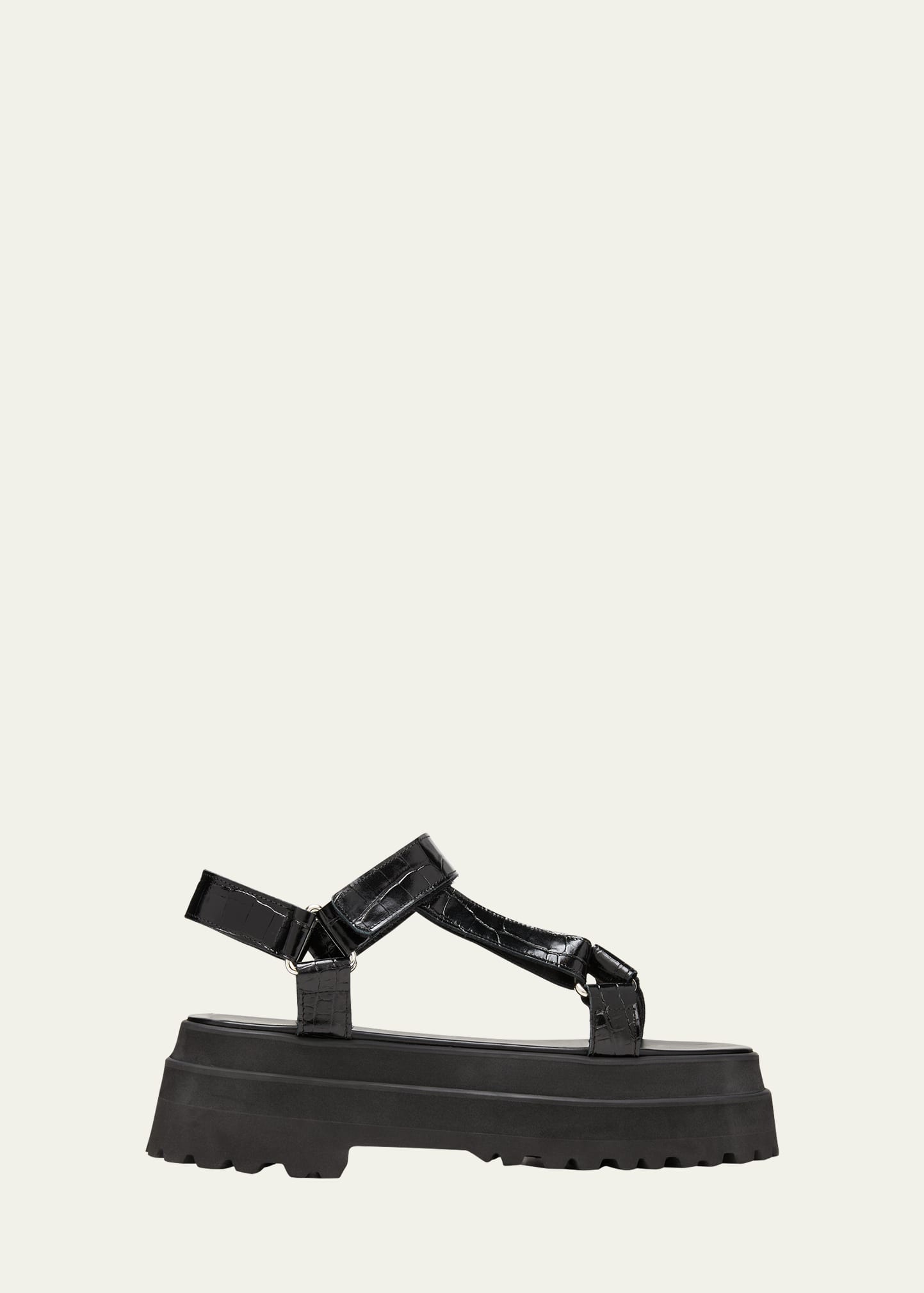 Junya Watanabe Calfskin T-strap Sporty Sandals In Black