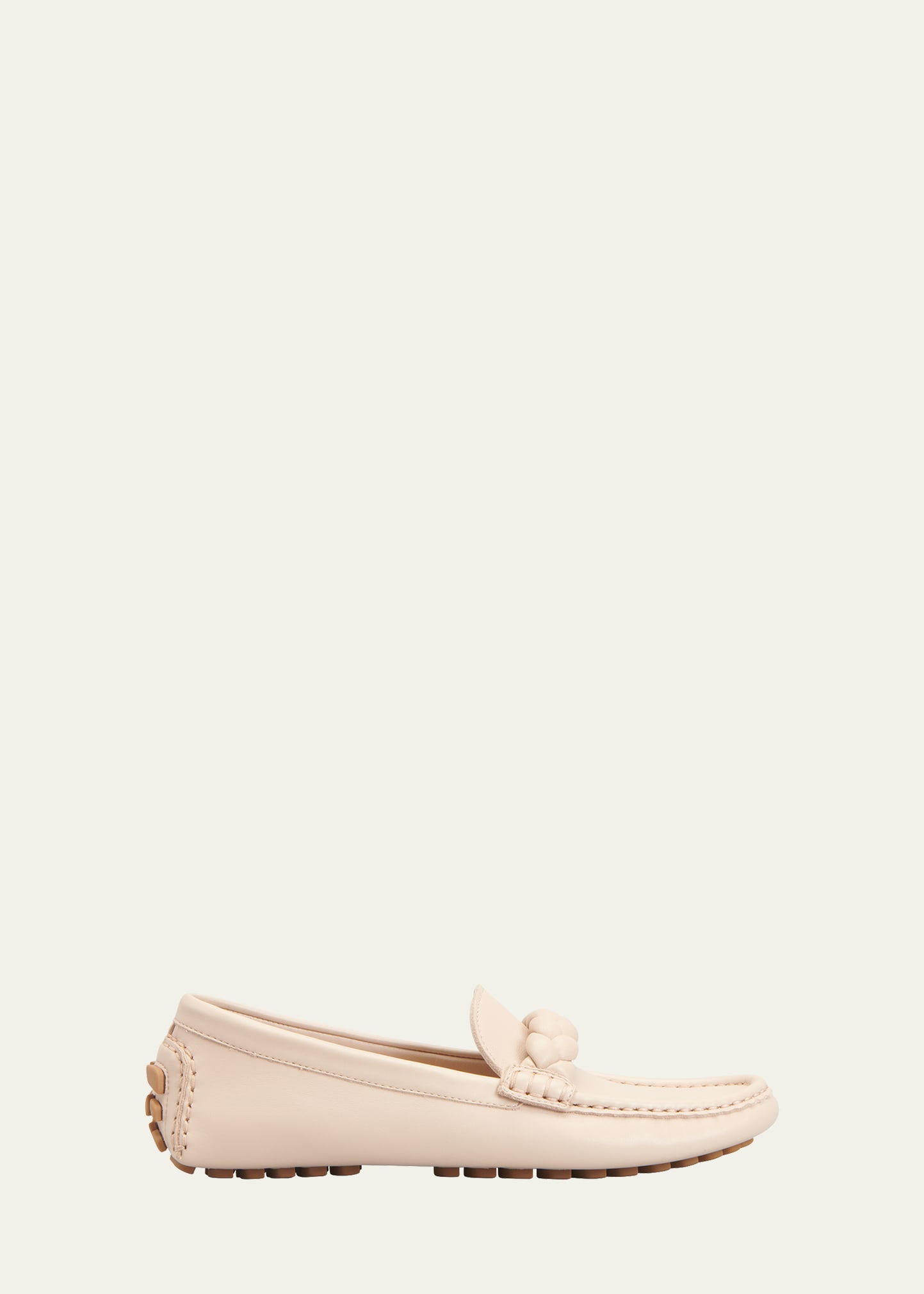 Gianvito Rossi Monza Braided Leather Driver Loafers In Mousse