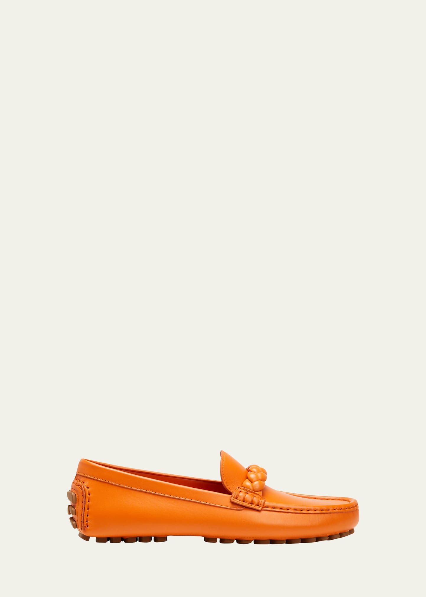 Shop Gianvito Rossi Monza Braided Leather Driver Loafers In Mango