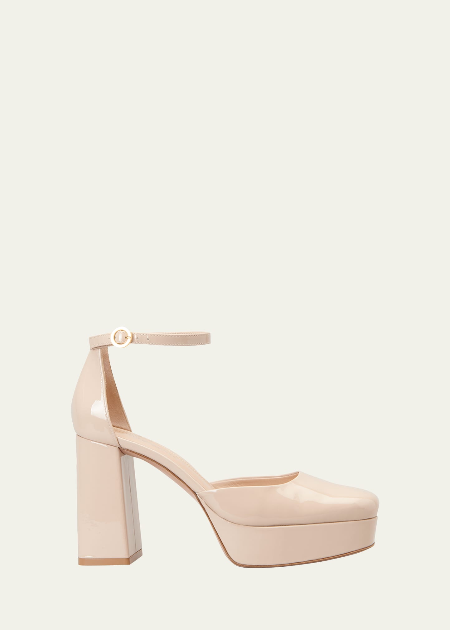 Gianvito Rossi Patent Leather Ankle-strap Platform Pumps In Mous - Mousse
