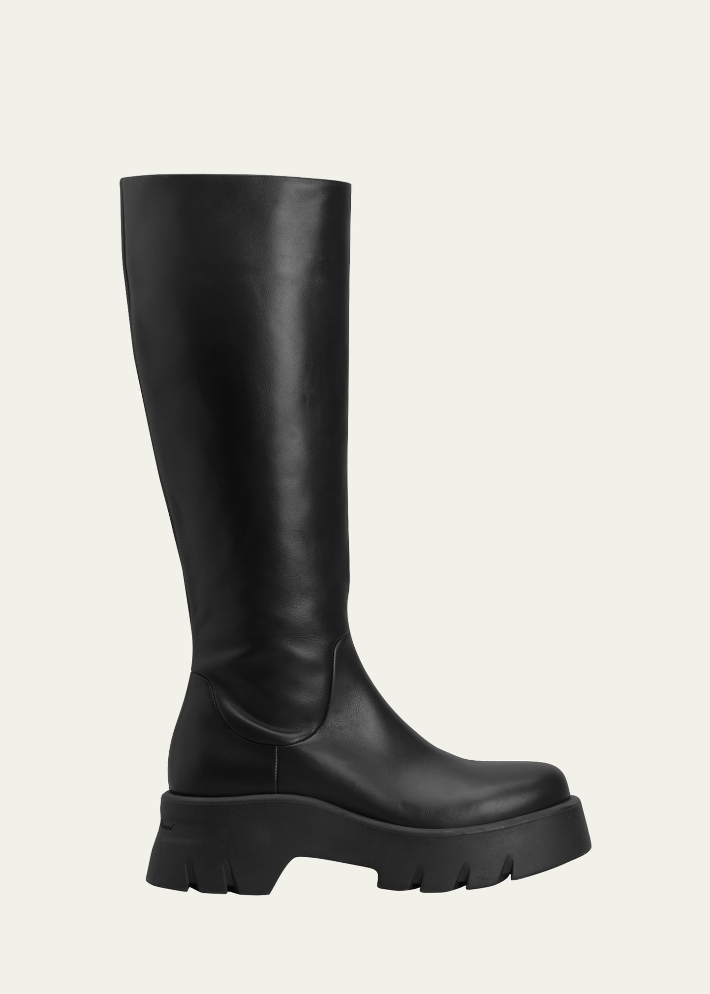 Shop Gianvito Rossi Glove Leather Moto Knee Boots In Black