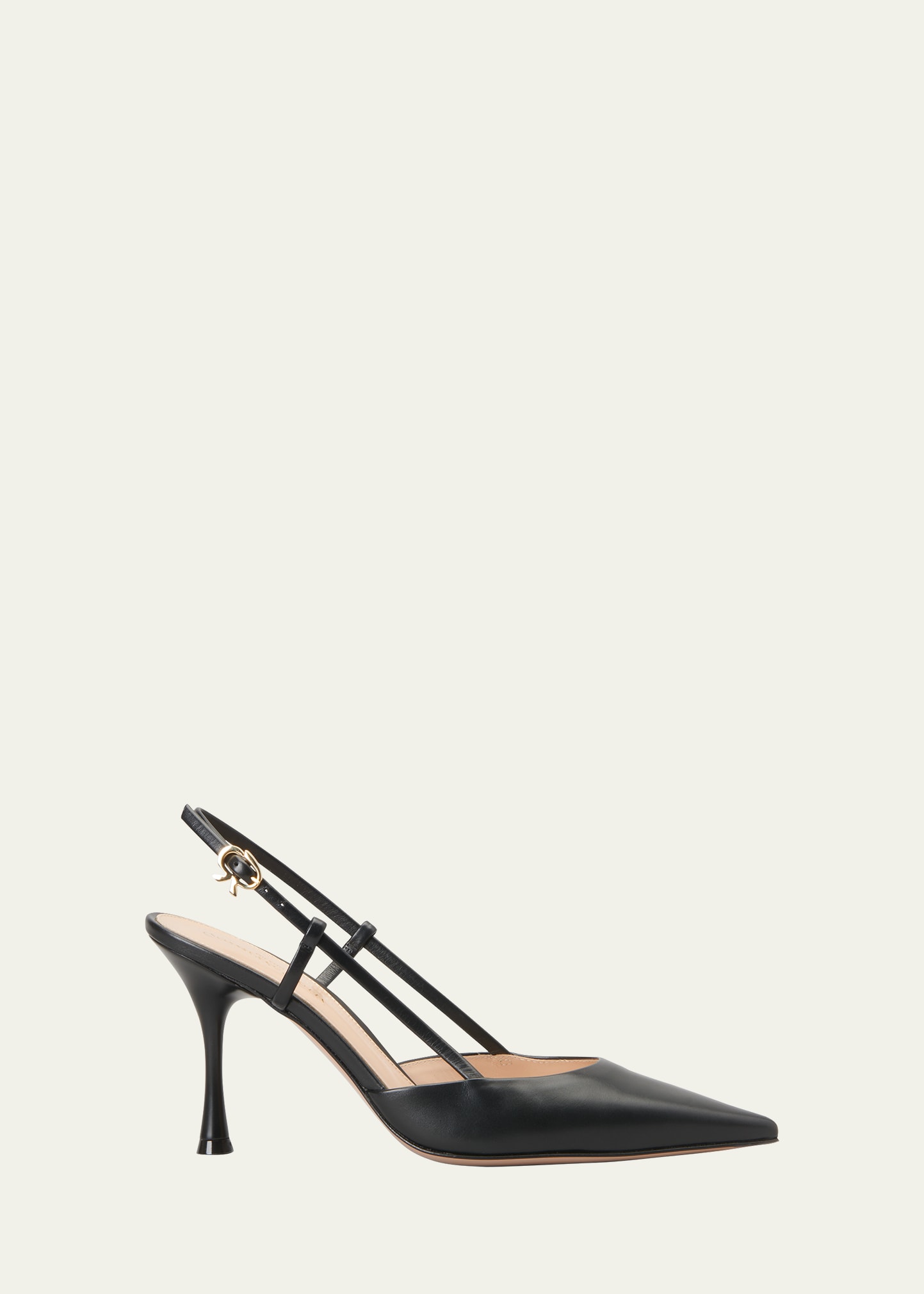 Gianvito Rossi Leather Point-toe Slingback Pumps In Black