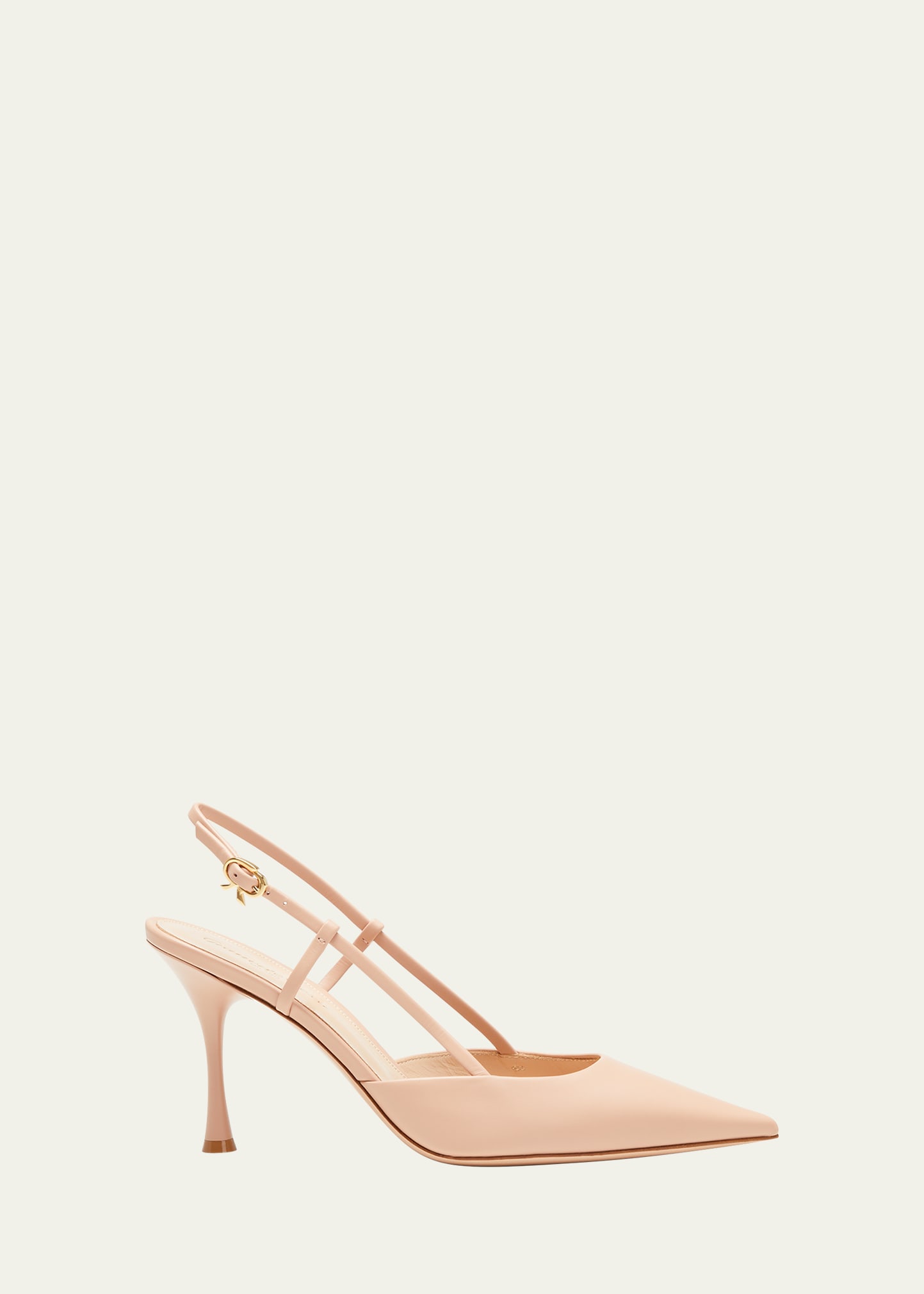 Shop Gianvito Rossi Leather Point-toe Slingback Pumps In Peach