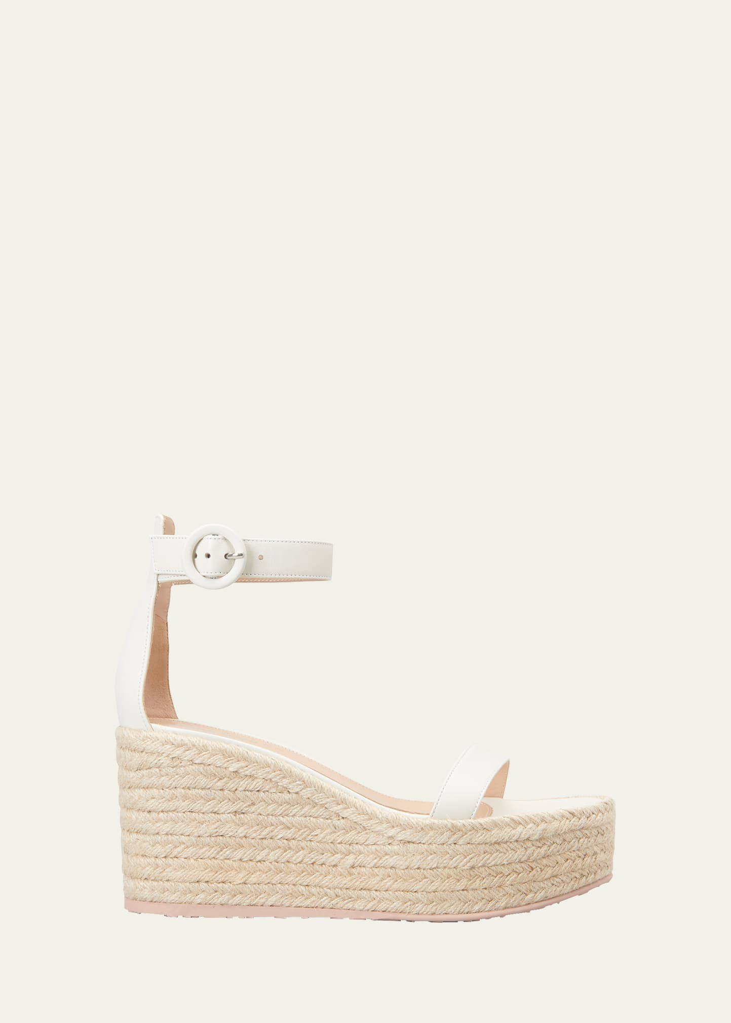 Gianvito Rossi Lambskin Ankle-strap Wedge Espadrille Sandals In White