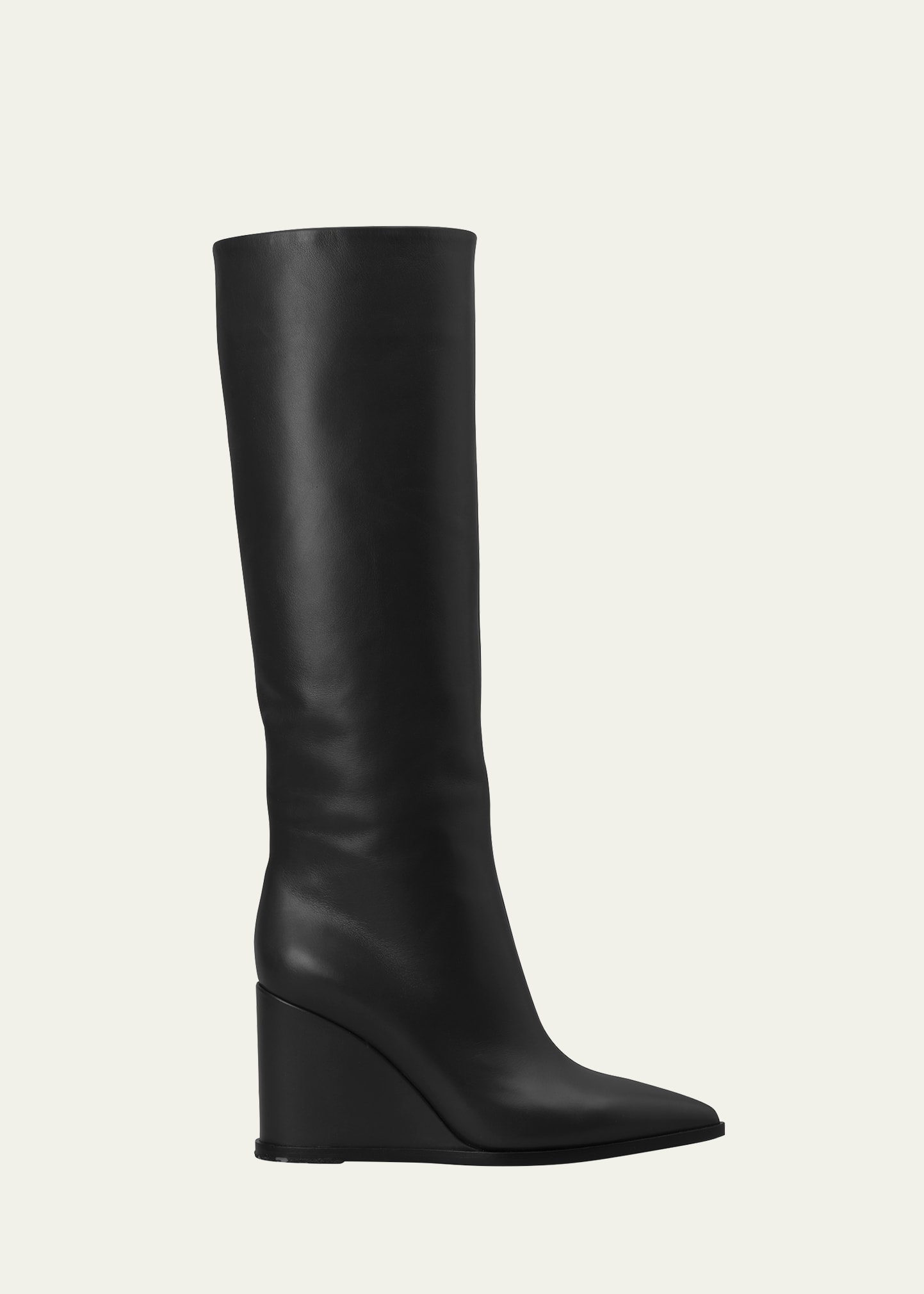 Gianvito Rossi Leather Wedge Knee-high Boots In Black