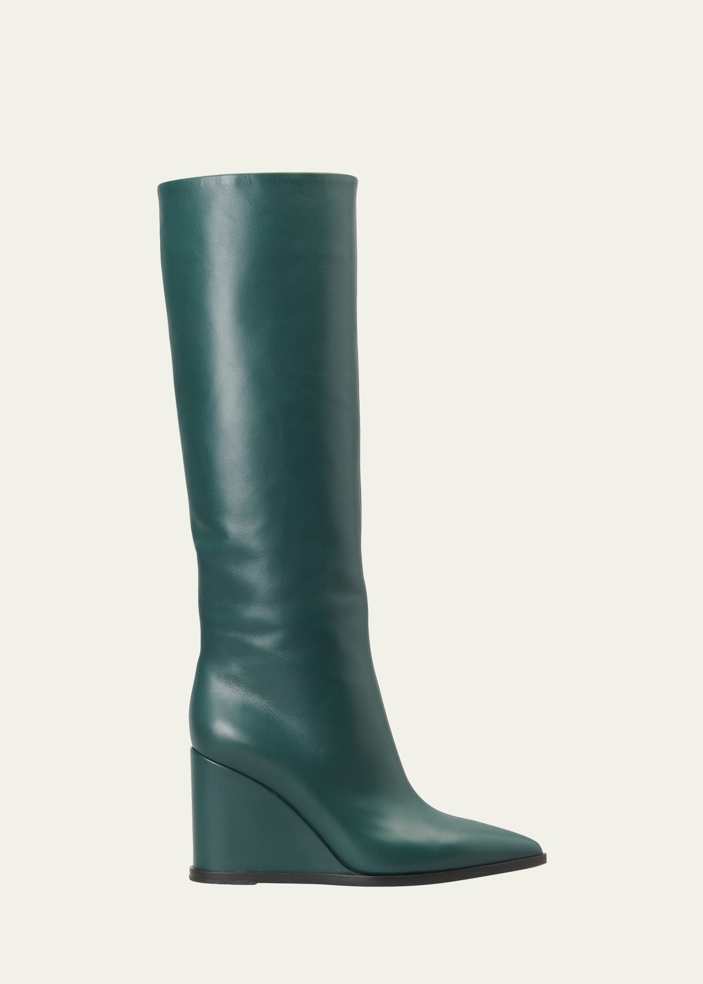 Gianvito Rossi 100mm Knee-high Wedge Boots In Dark Green