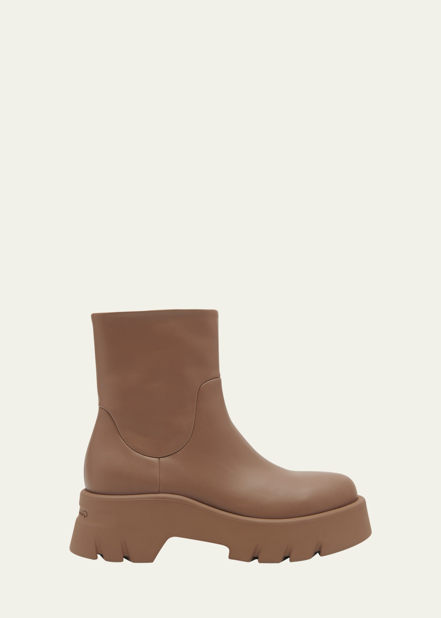 Gianvito Rossi Glove Leather Lug-sole Ankle Boots In Camel