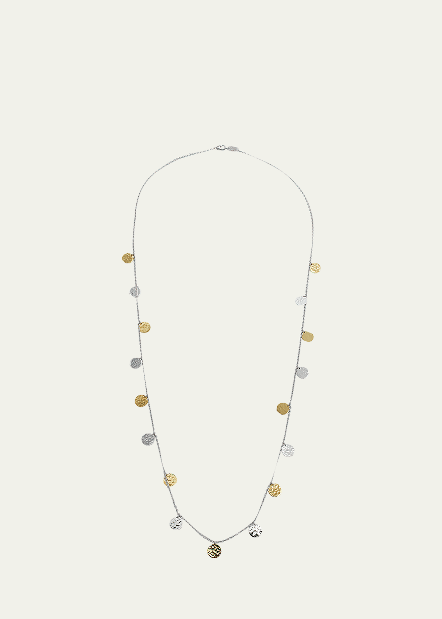 Ippolita Silver And Gold Chimera Classico Hammered Paillette Disc Necklace In Sg