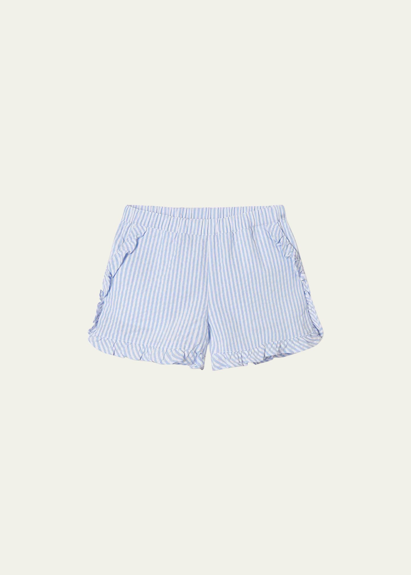 Classic Prep Childrenswear Kids' Girl's Milly Shorts - Seersucker In Vista Blue Seersu