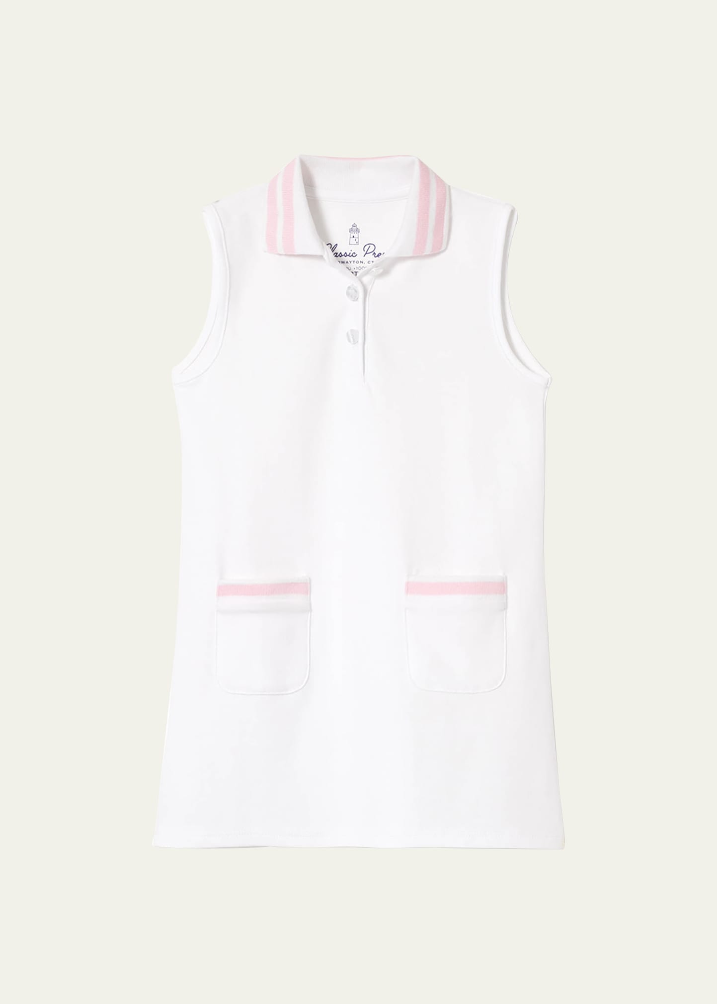 Shop Classic Prep Childrenswear Girl's Teagan Pique Tennis Dress In Bright White