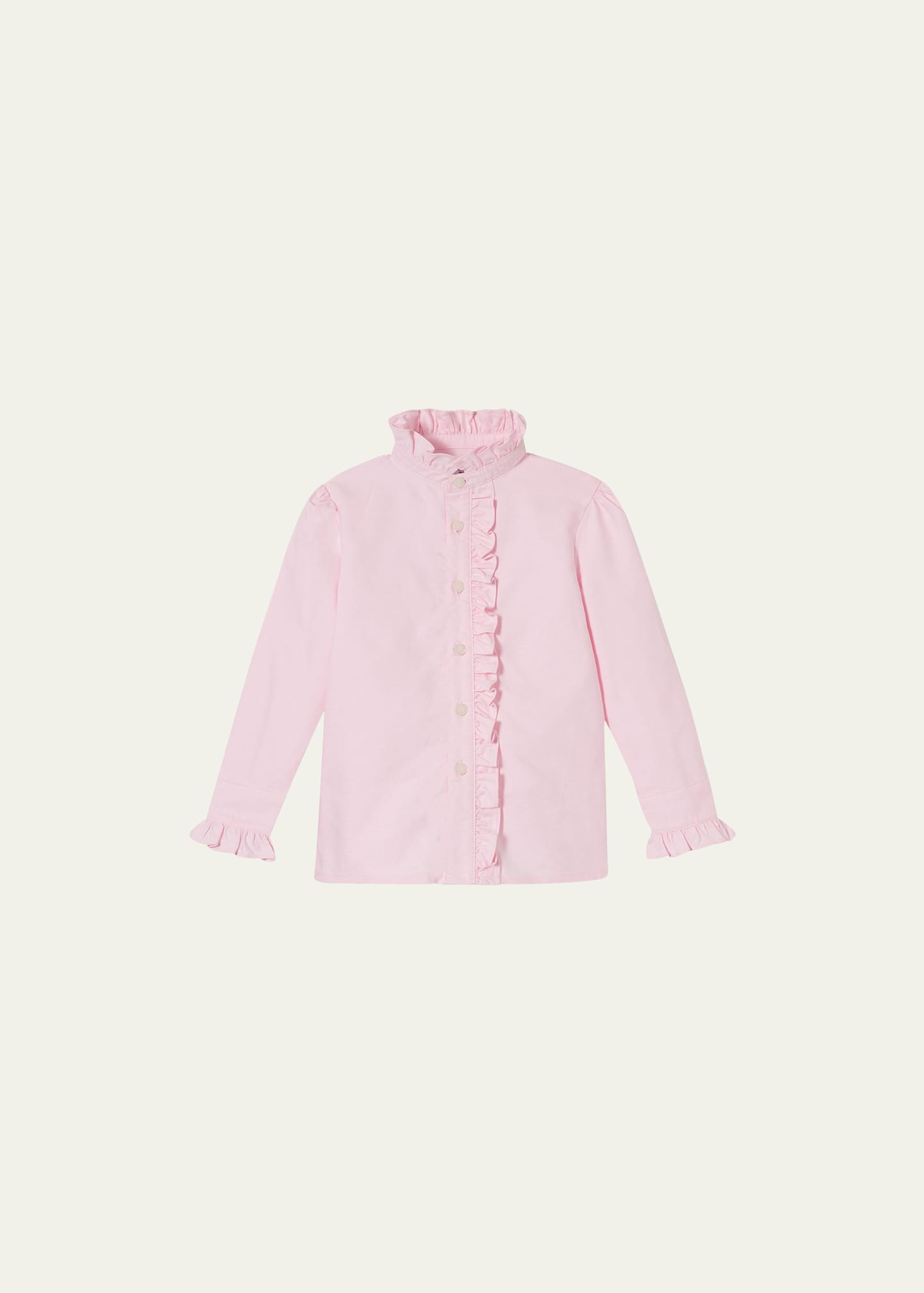 Shop Classic Prep Childrenswear Girl's Ginny Ruffle-front Blouse In Pinkesque