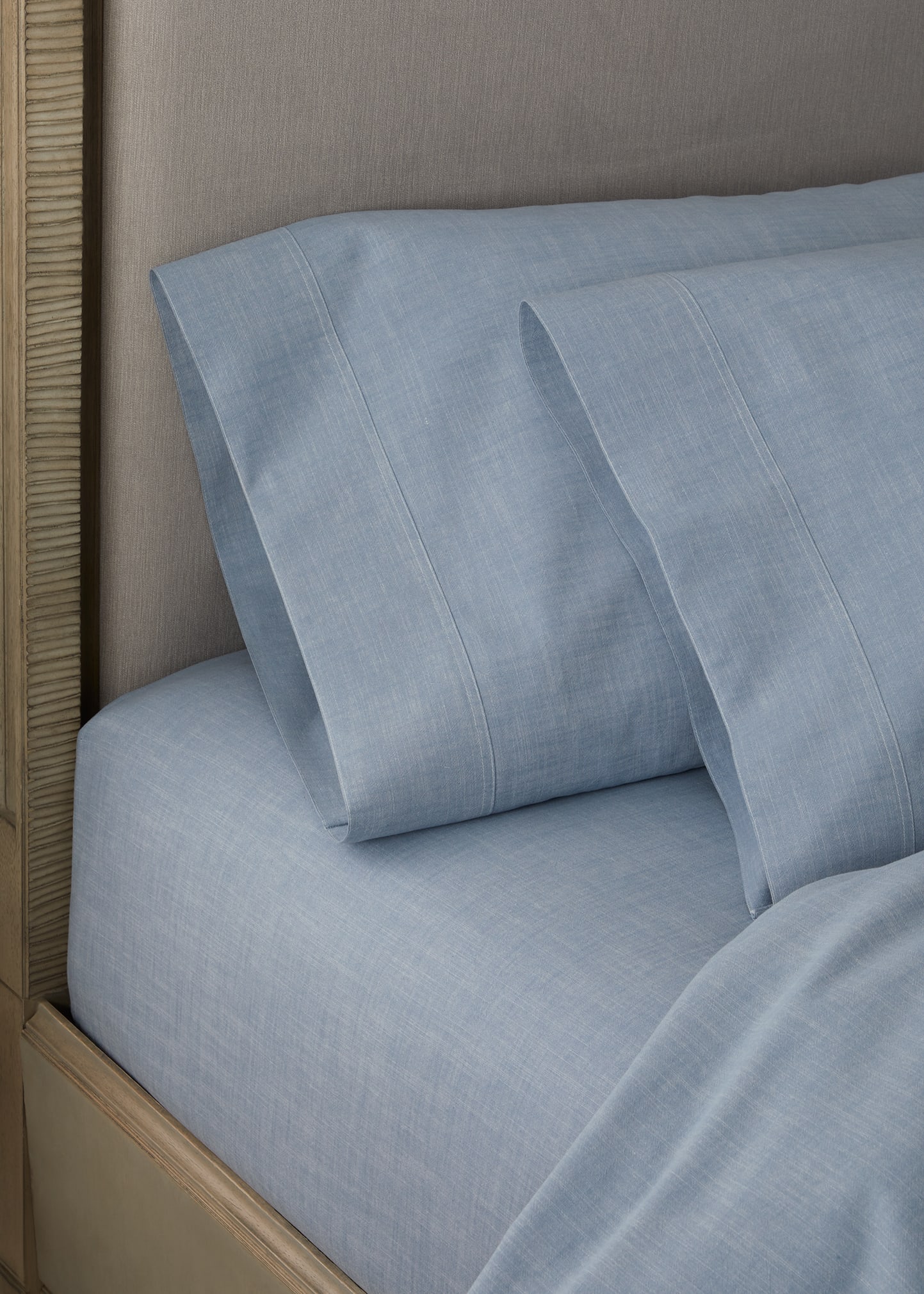 Ralph Lauren Workshirt Chambray Standard Pillow Case In Blue