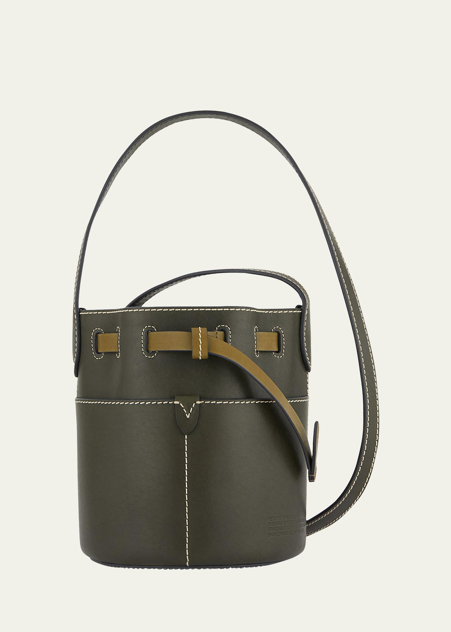 Anya Hindmarch Return To Nature Mini Bucket Bag In Dark Olive 