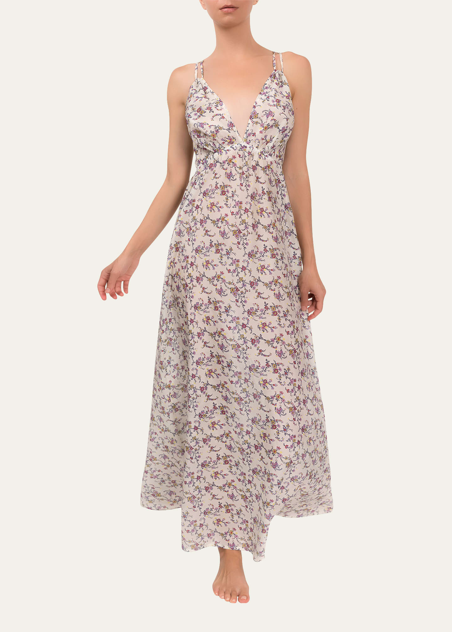 Everyday Ritual Hazel Floral-Print Cutout Nightgown