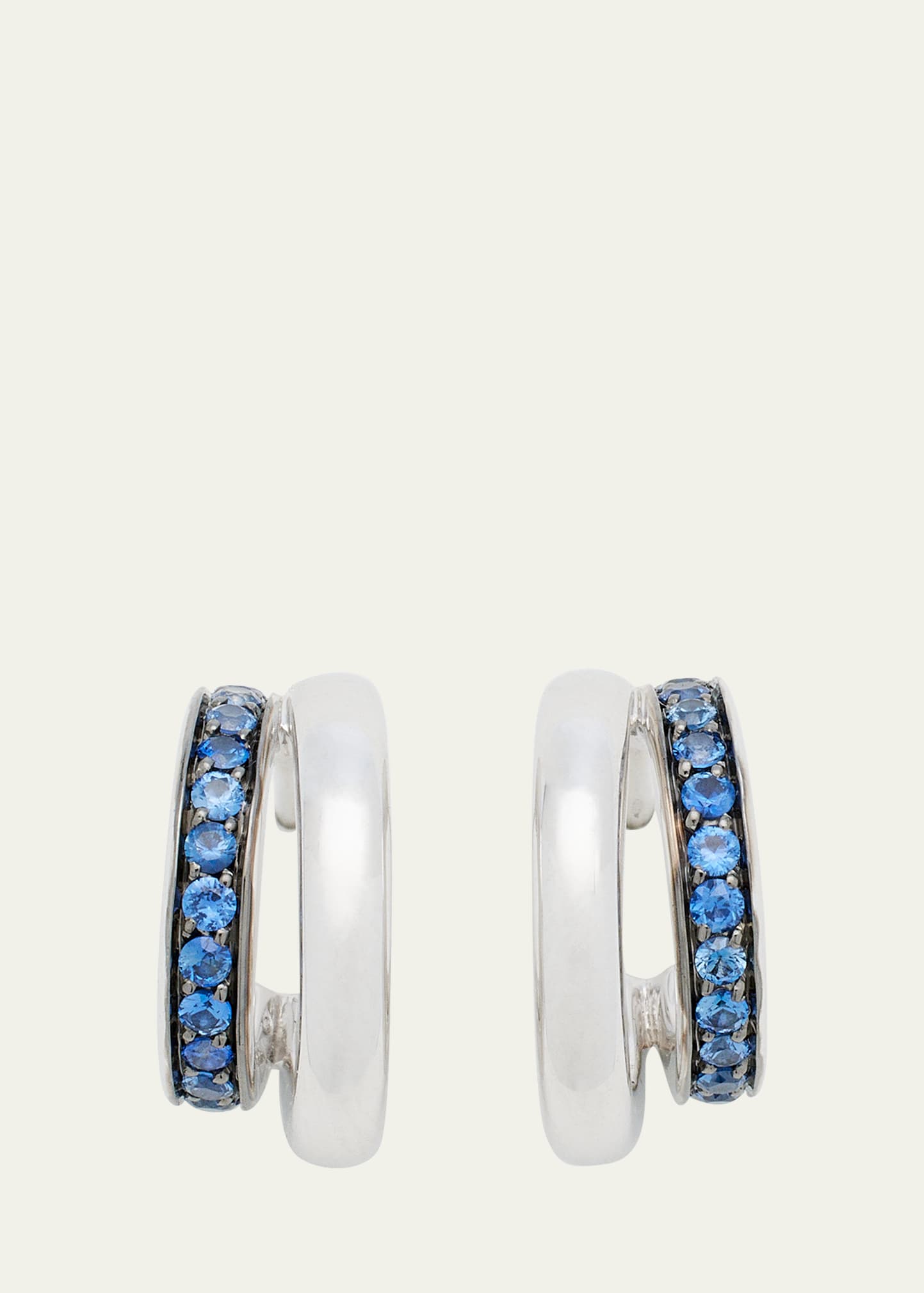 Iconica 18K White Gold and Sapphire Double Hoop Earrings