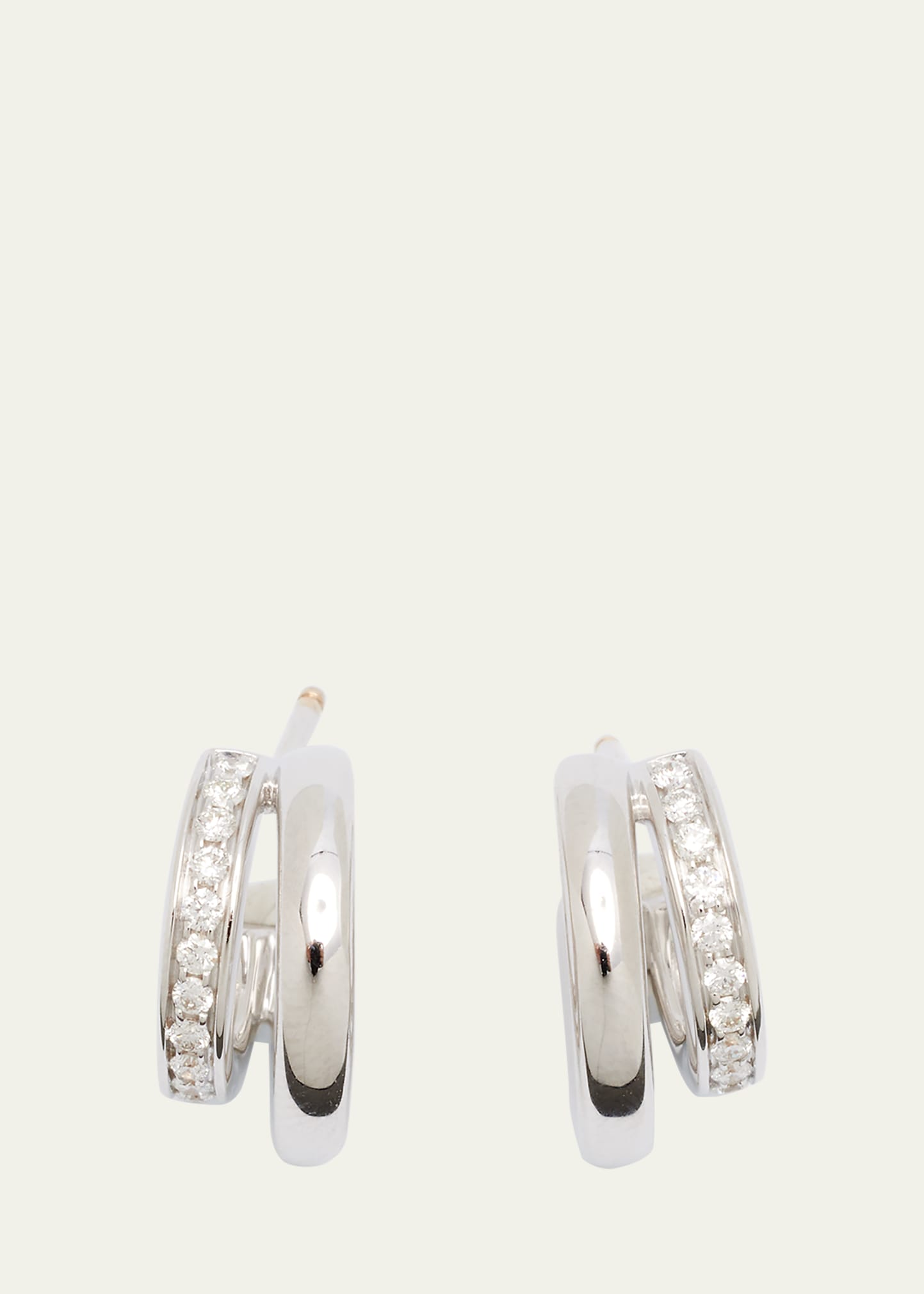 POMELLATO ICONICA 18K WHITE GOLD AND DIAMOND DOUBLE HOOP EARRINGS