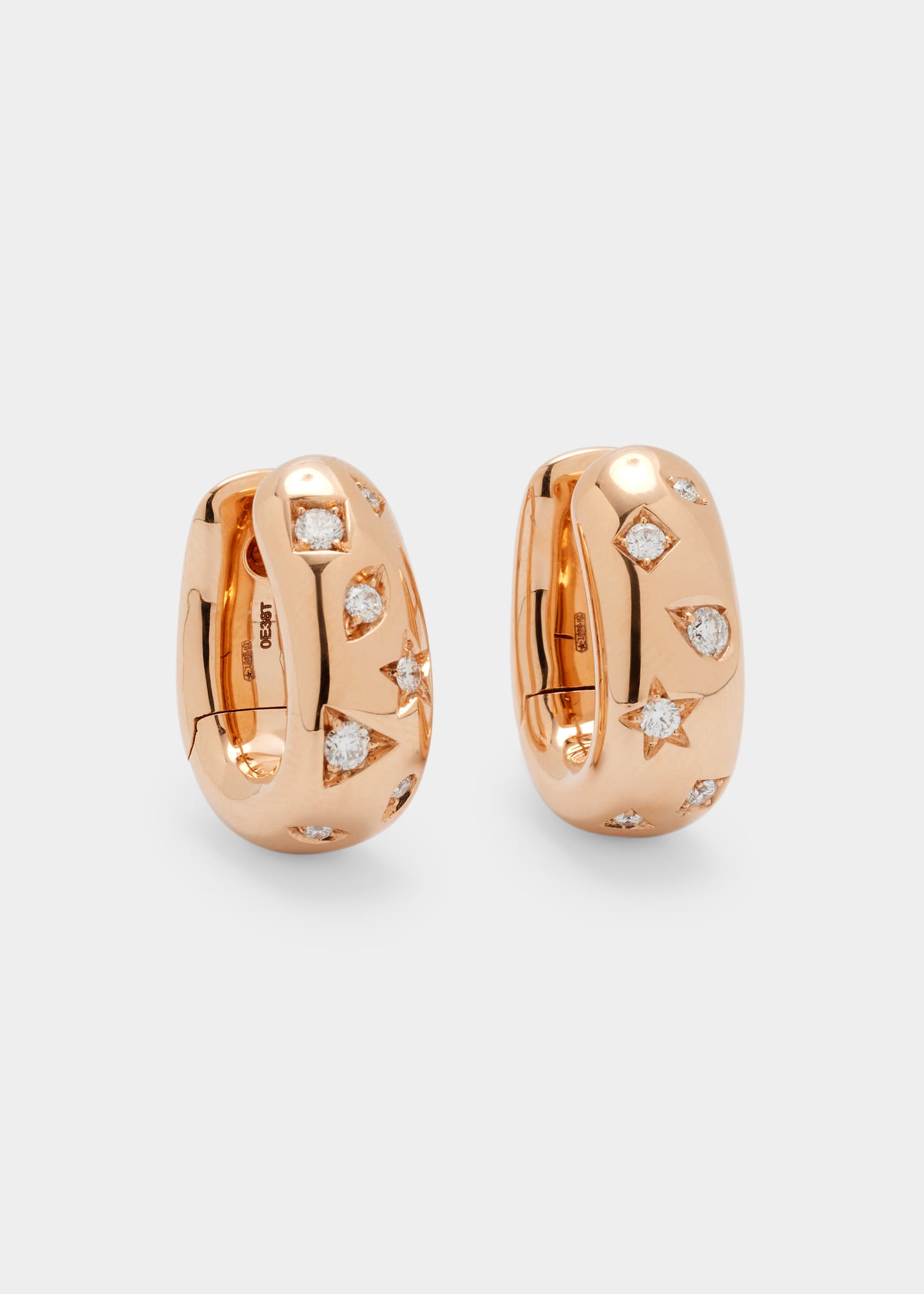 Iconica 18k Rose Gold Diamond Huggie Hoop Earrings