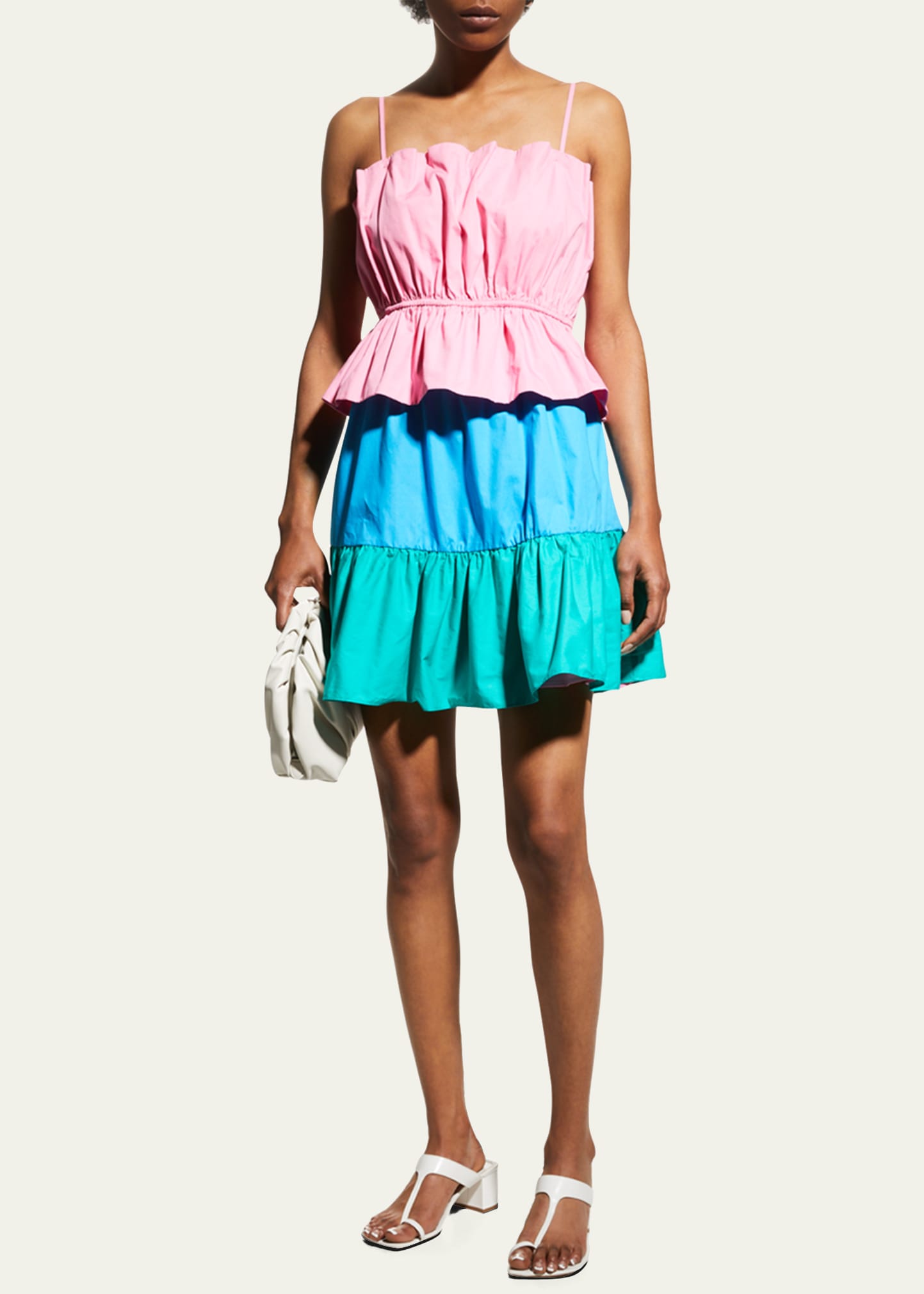 Milly Nina Tiered Colorblock Mini Dress