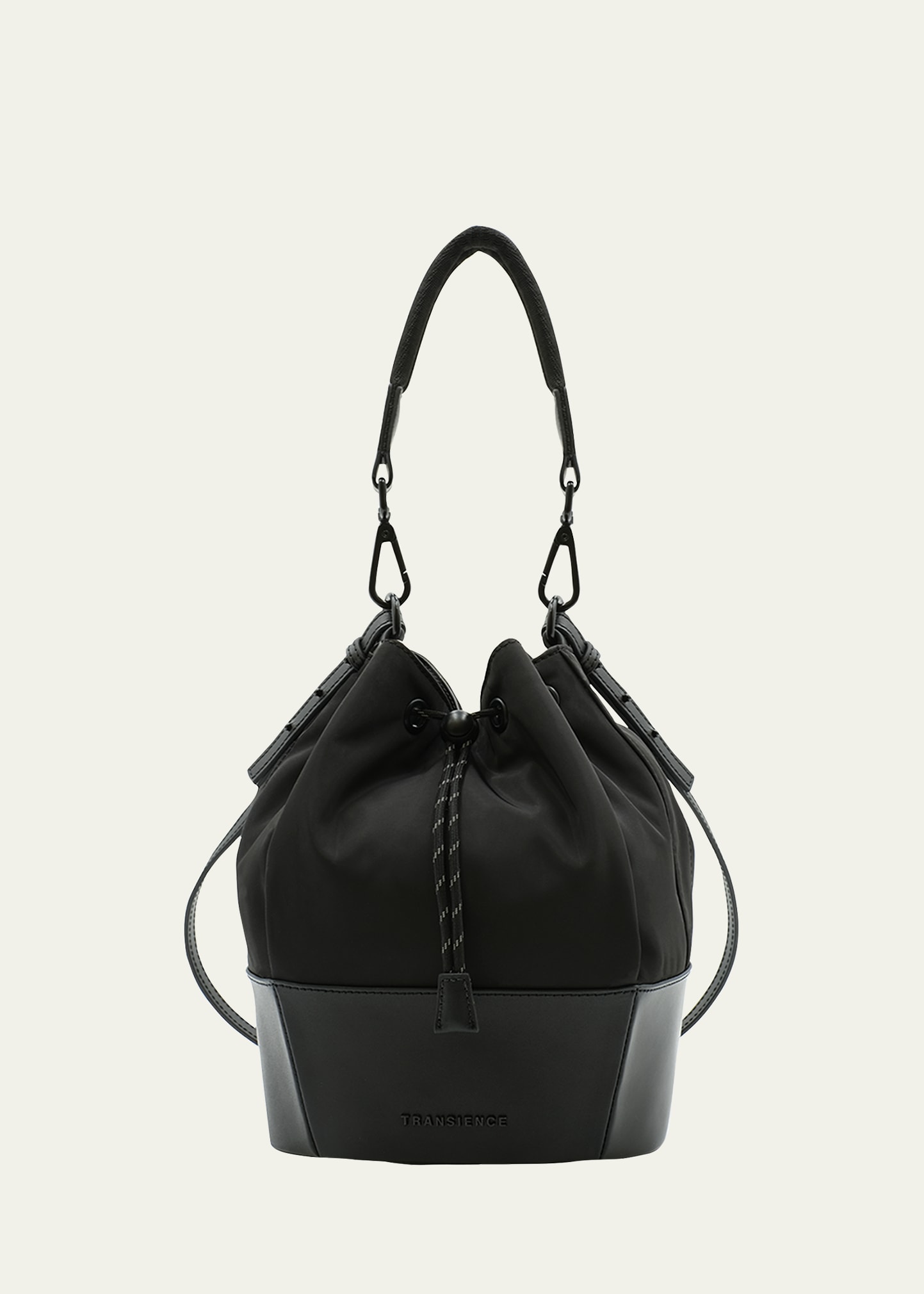 Transience Irl Drawstring Bucket Crossbody Bag In Black
