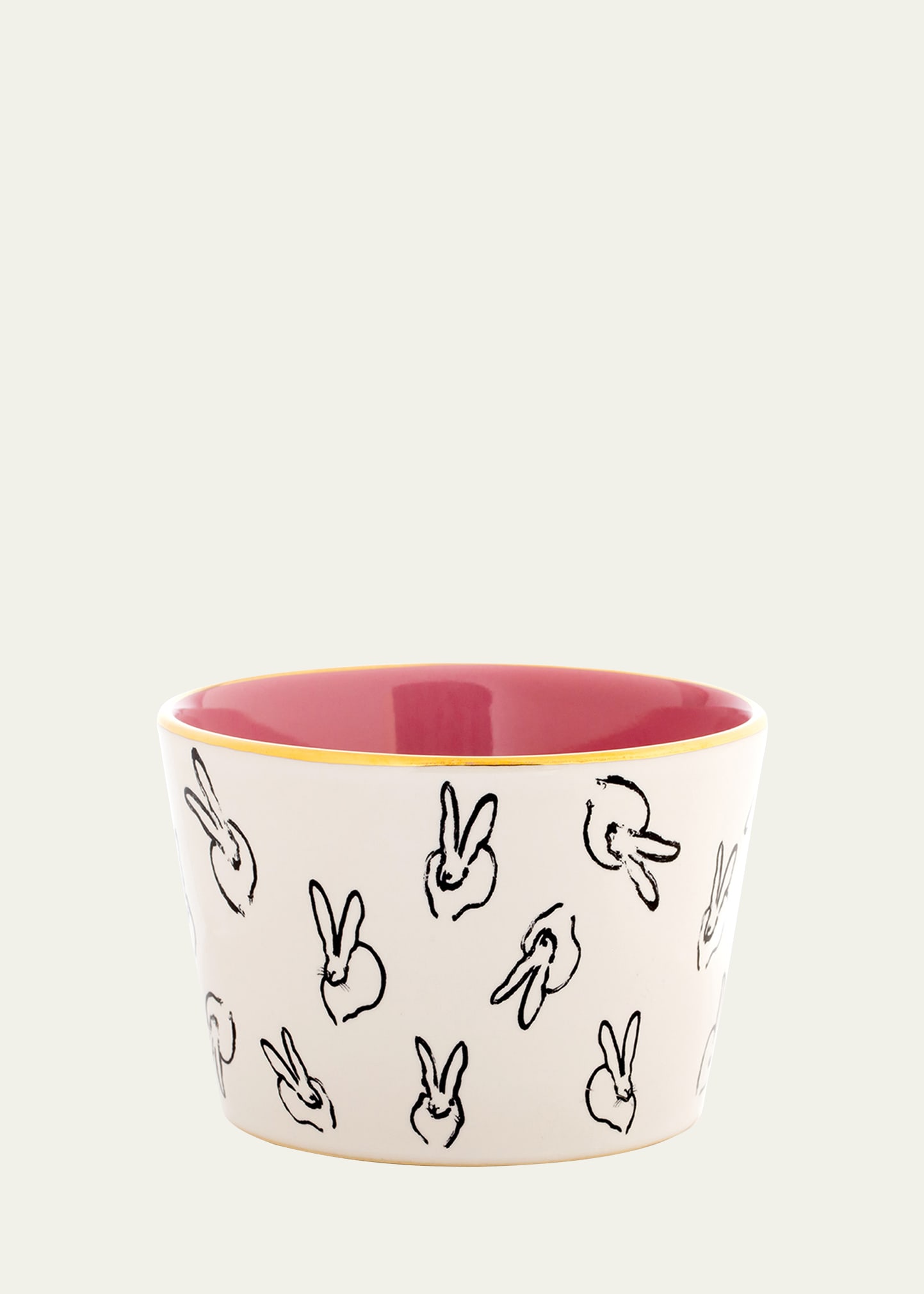 Bunny Bar Bowl in White with Pink Interior