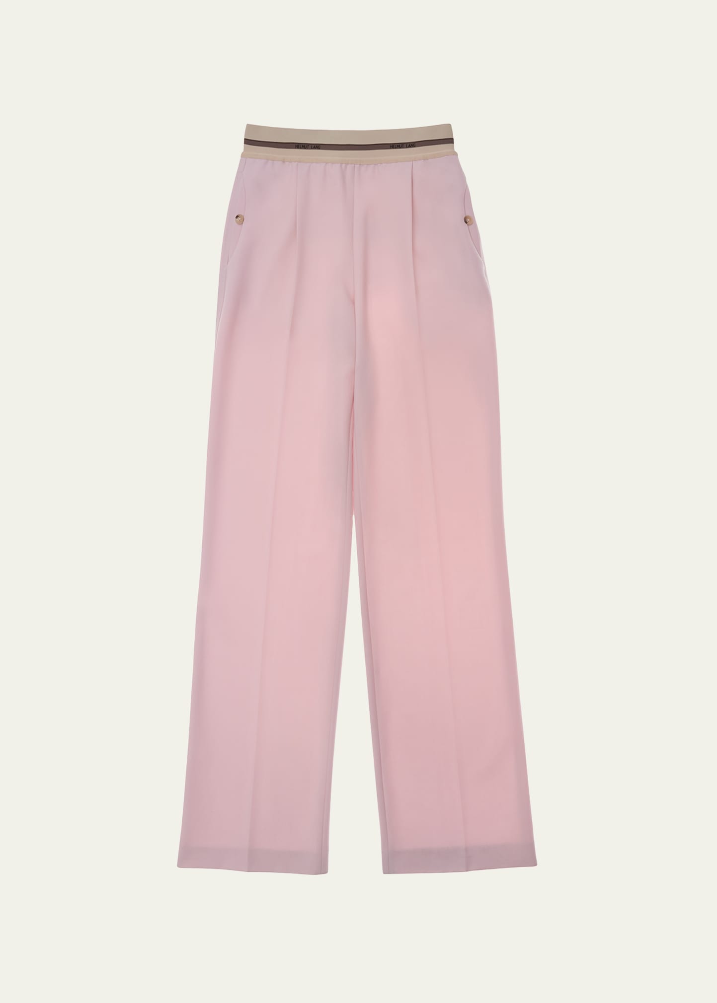 Helmut Lang Wide-leg Elastic Waist Pleated Suit Pants In Nav