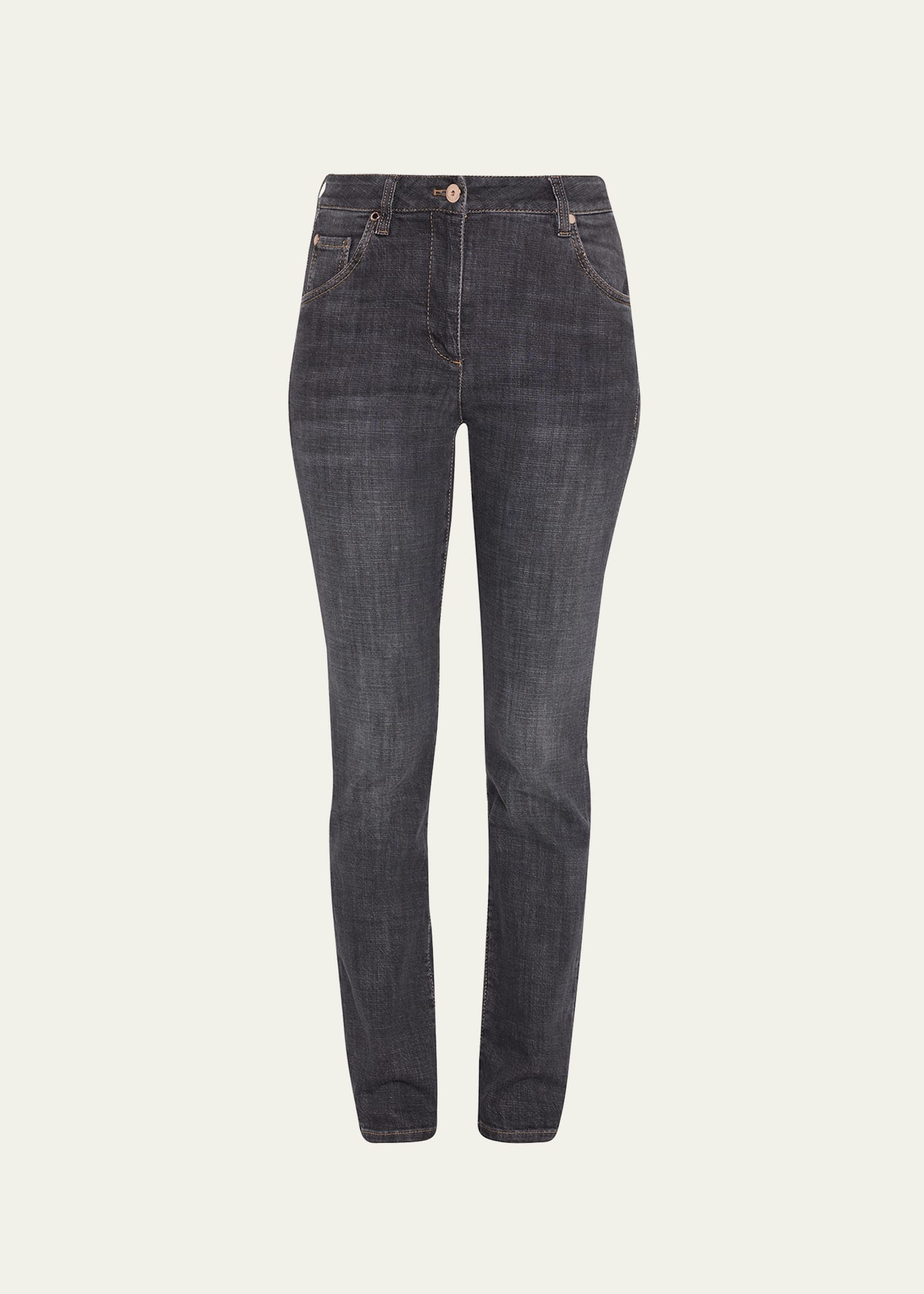 Brunello Cucinelli Cropped Straight-leg Denim Jeans In C8341 Black