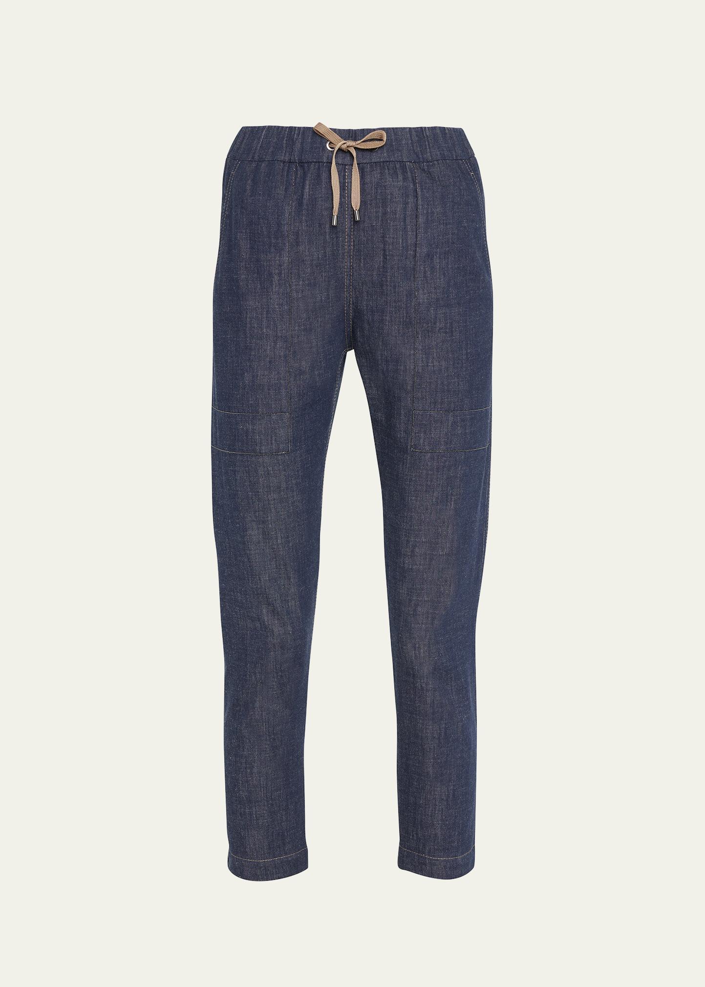 Brunello Cucinelli Drawstring Denim Jogger Pants