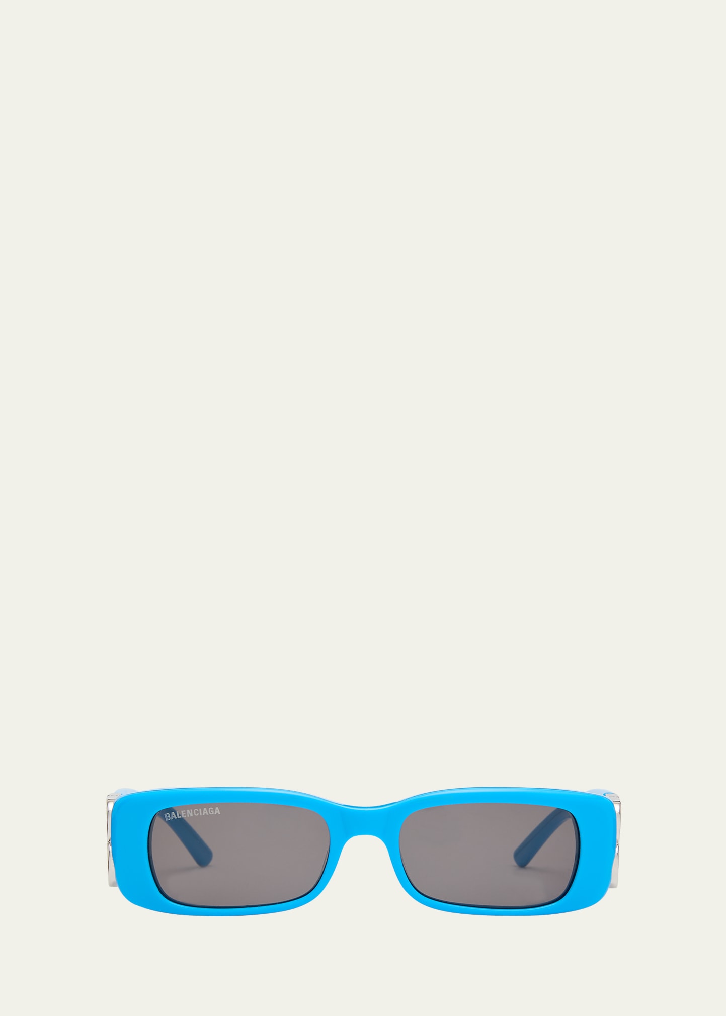 Balenciaga Rectangle Mirror B Acetate Sunglasses In Light-blue