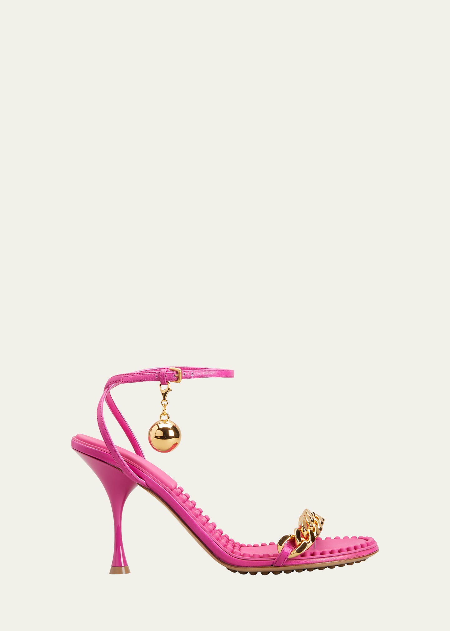 Shop Bottega Veneta Napa Ball Chain Ankle-strap Sandals In Hollyhock