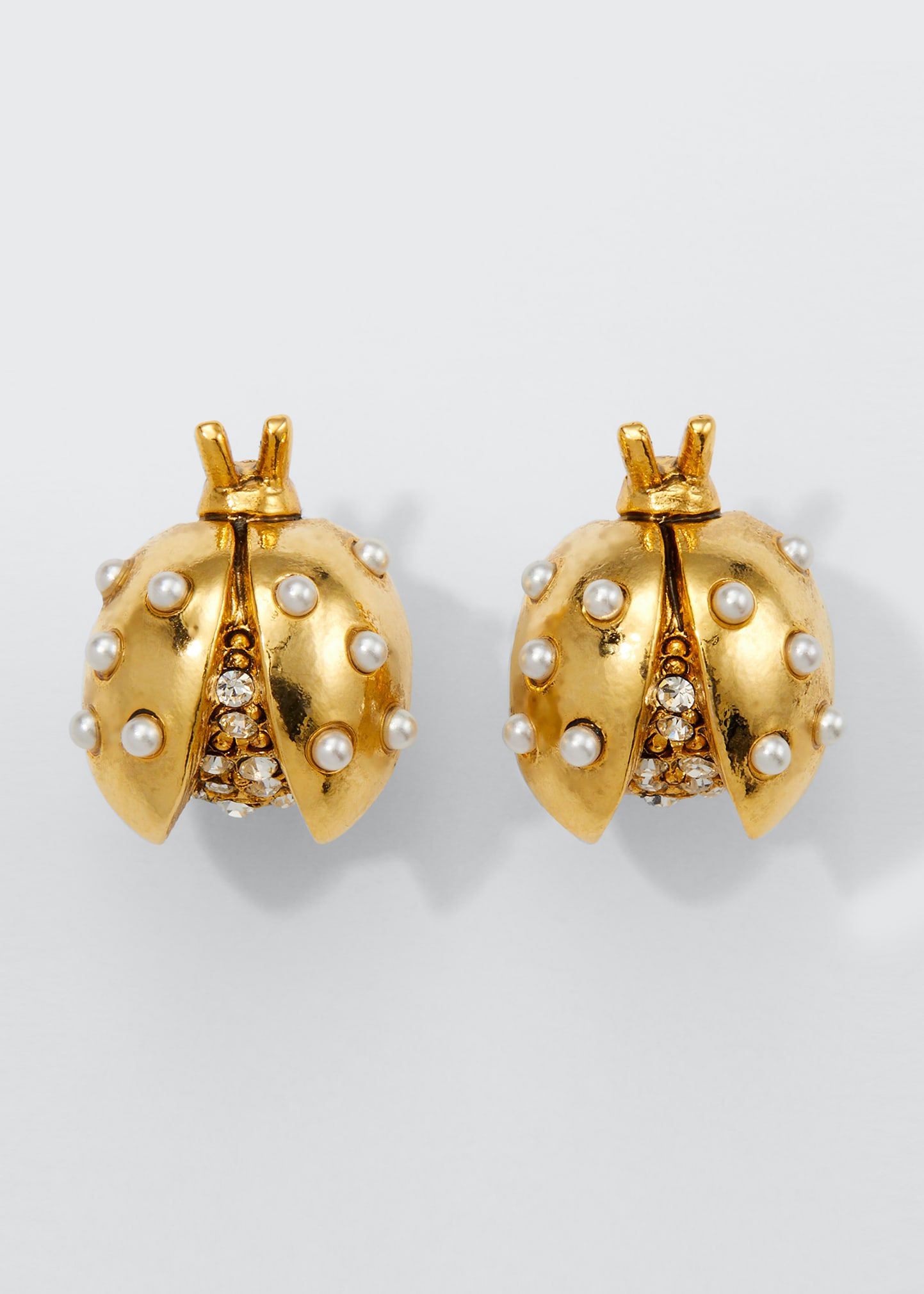 Oscar de la Renta Ladybug Button Earrings