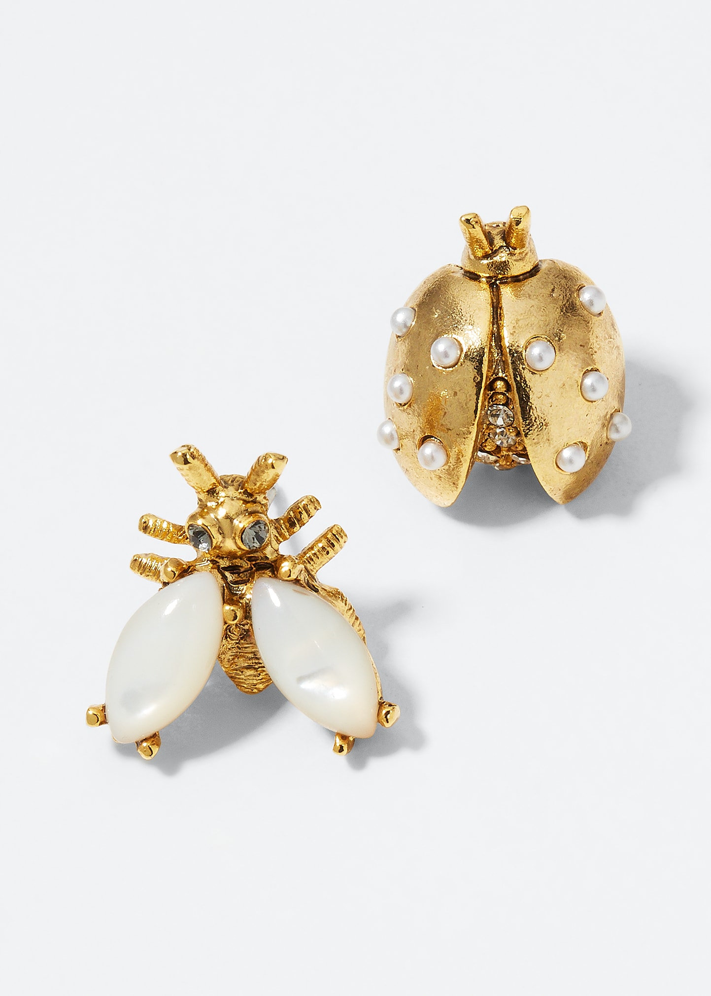Oscar de la Renta Asymmetric Ladybug Earrings