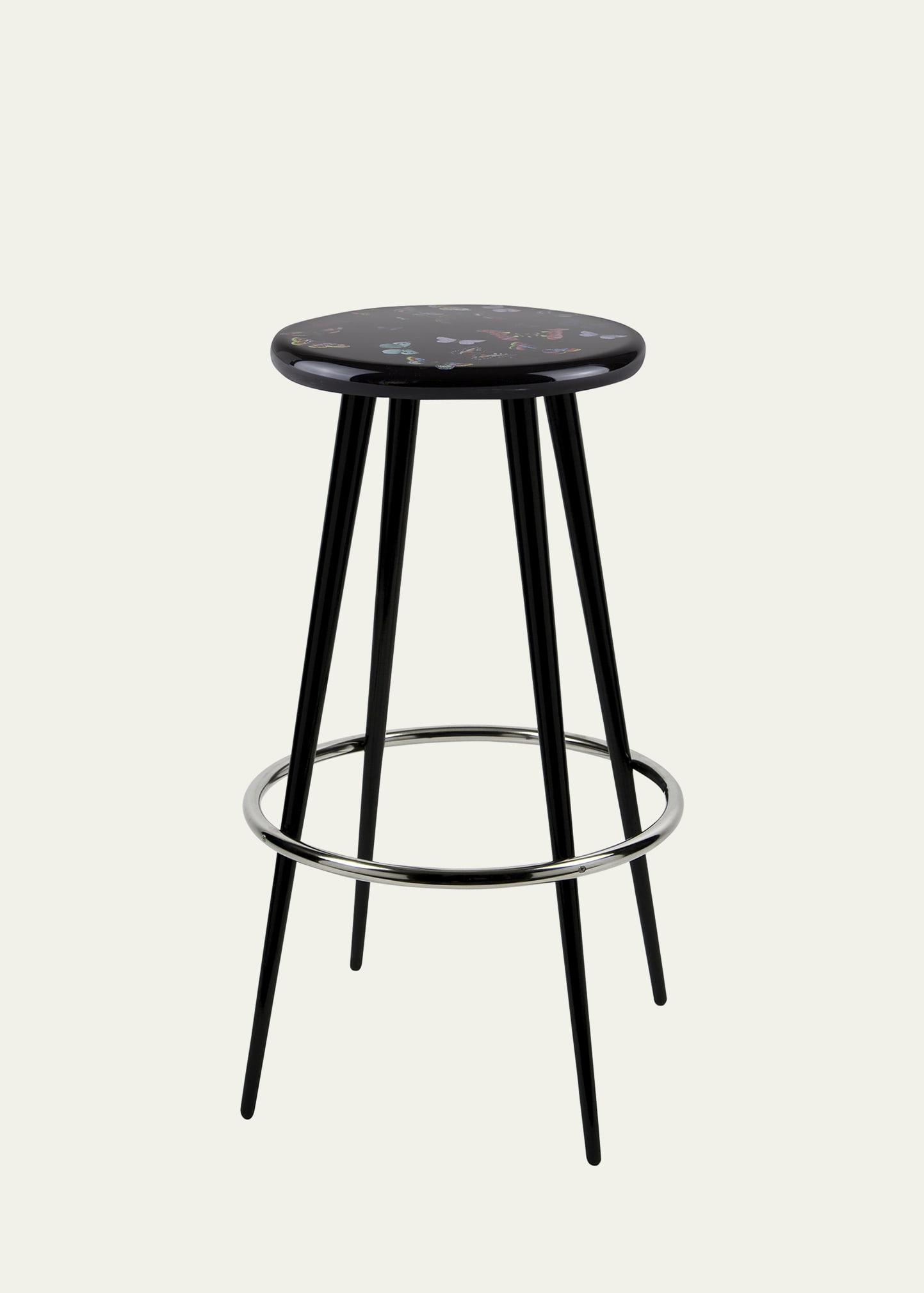 Fornasetti Farfalle Bar Stool In Black Multi