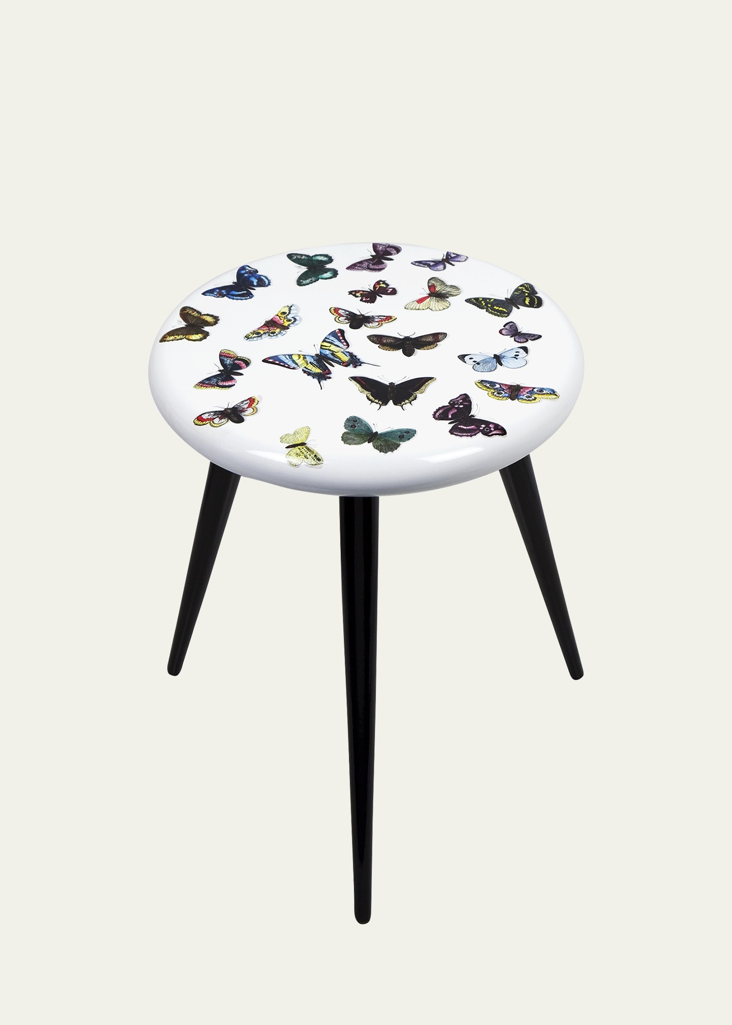 Fornasetti Farfalle Stool - 18" In White Multi