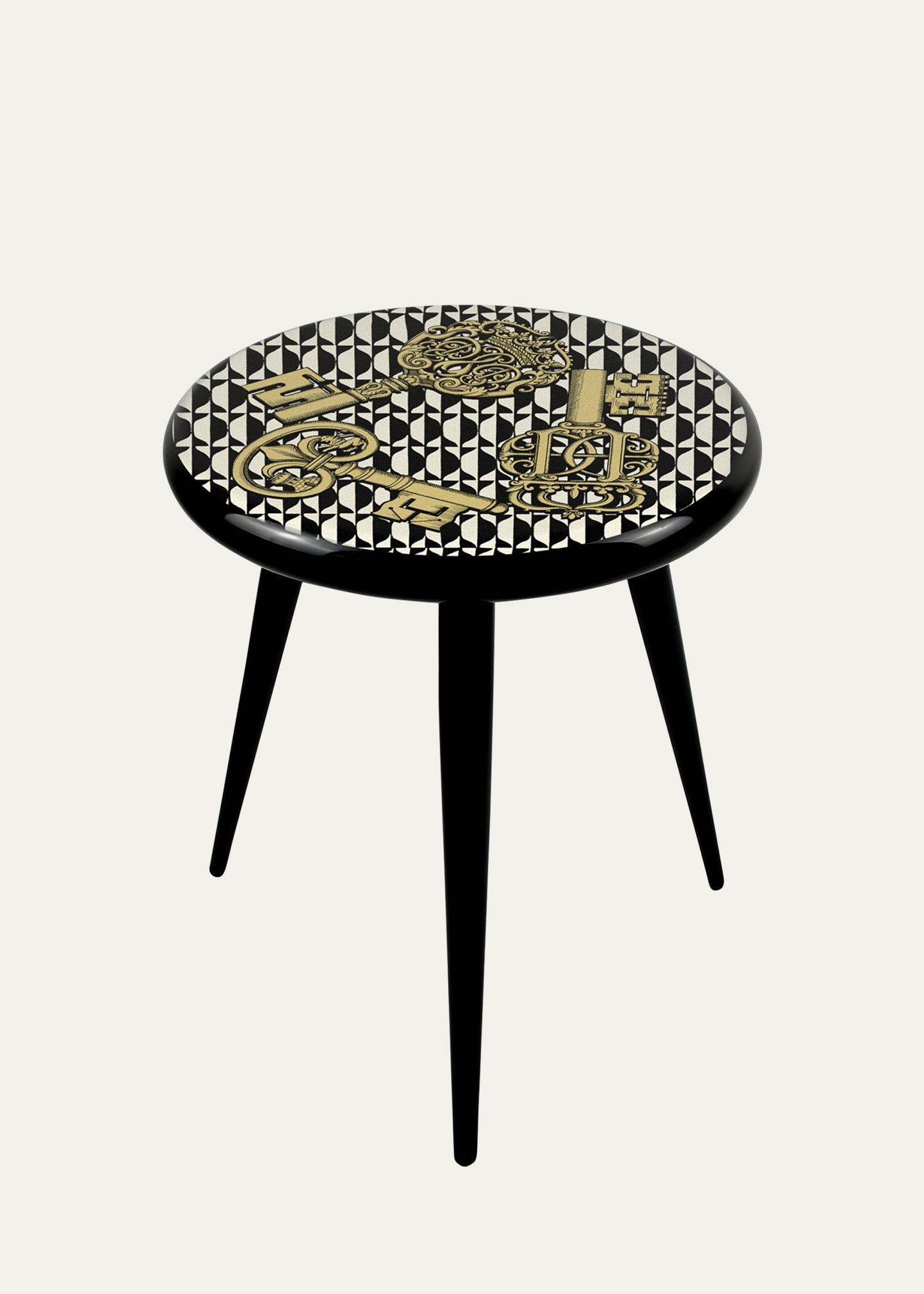 Fornasetti Stool Chiavi E Losanghe In Black/white