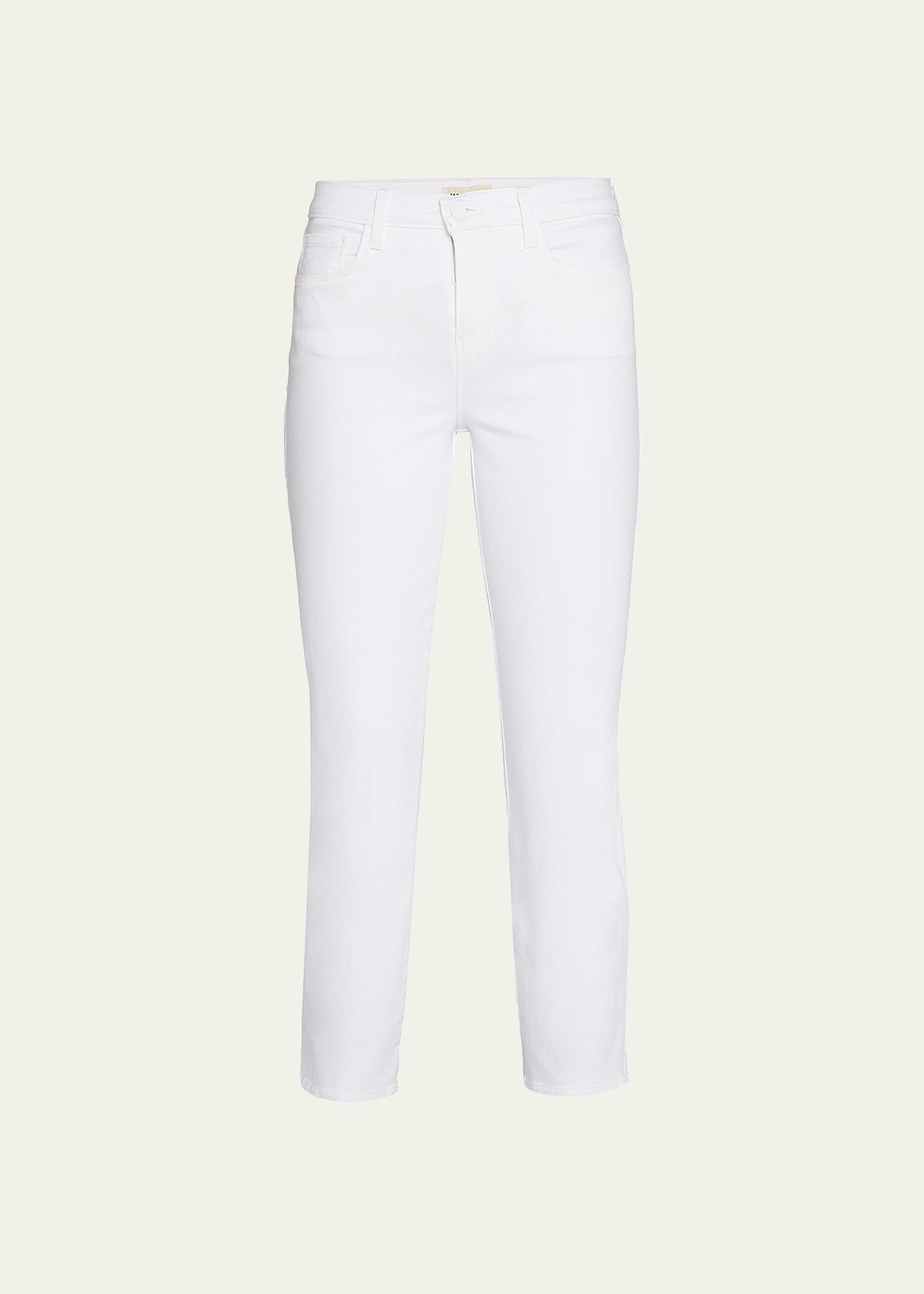 Shop L Agence Alexia Cropped Cigarette Jeans In Blanc