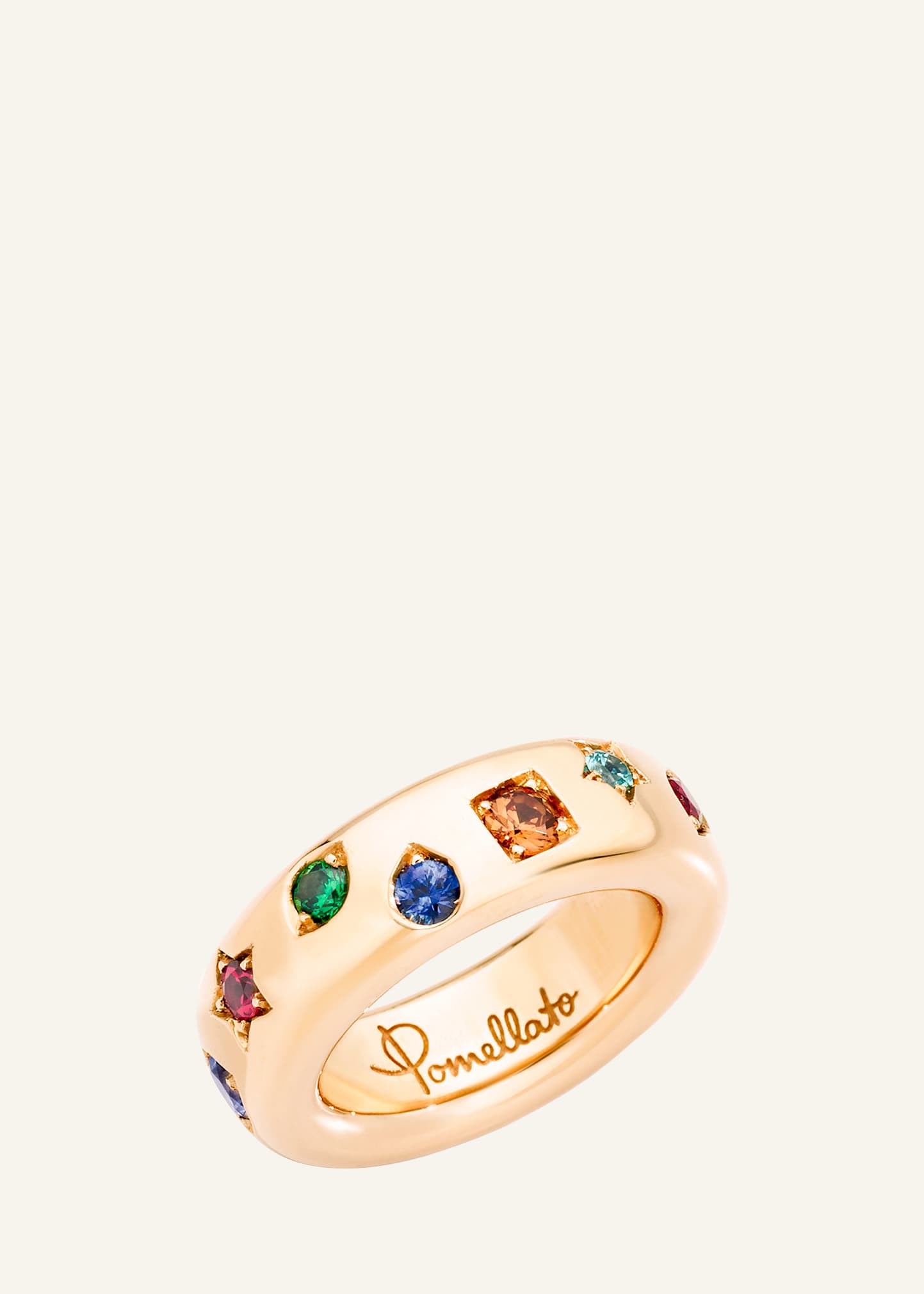 Shop Pomellato Iconica 18k Rose Gold Slim Multi Gemstone Ring