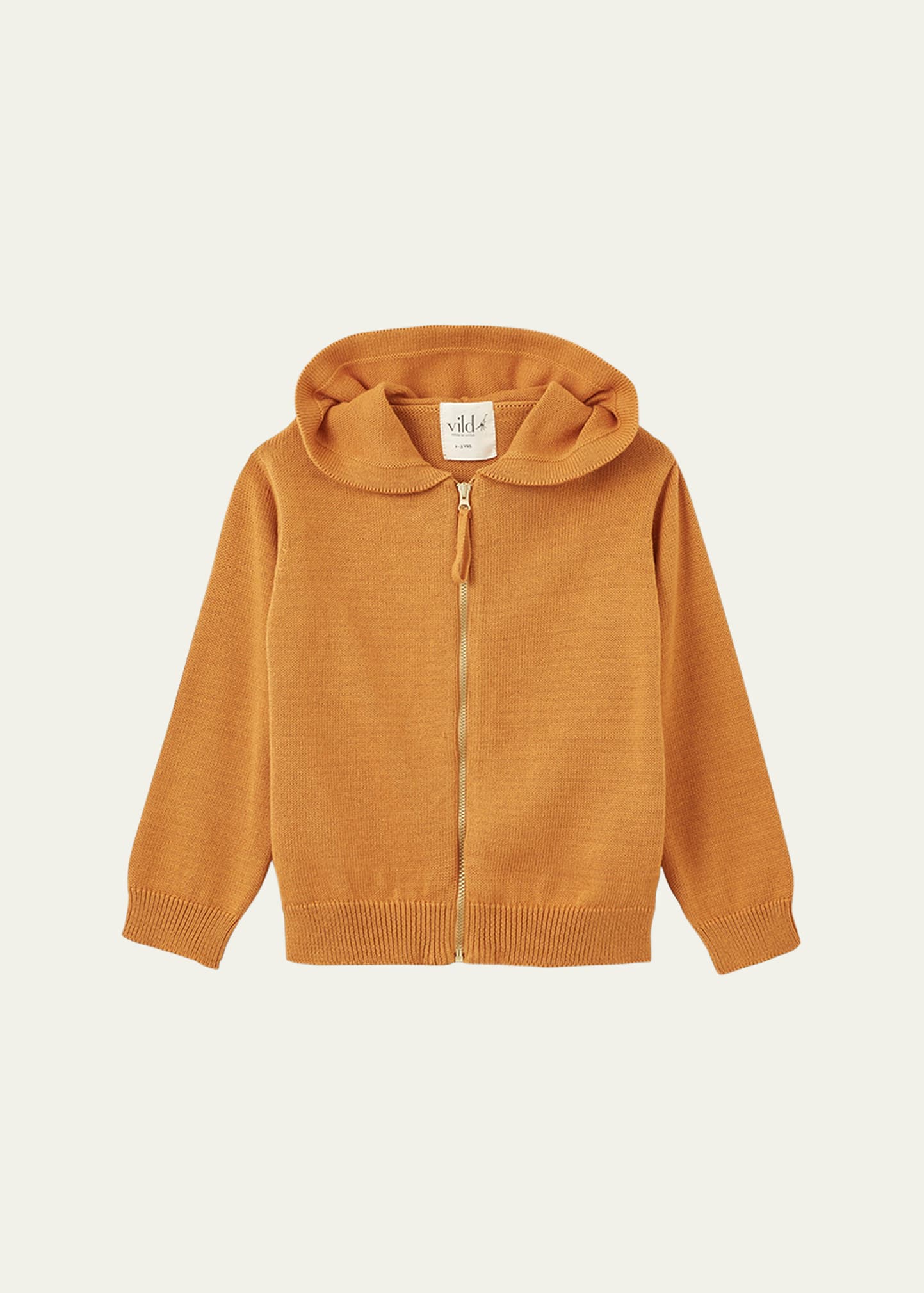 Vild - House Of Little Kid's Hooded Cotton Cardigan In Dark Ochre