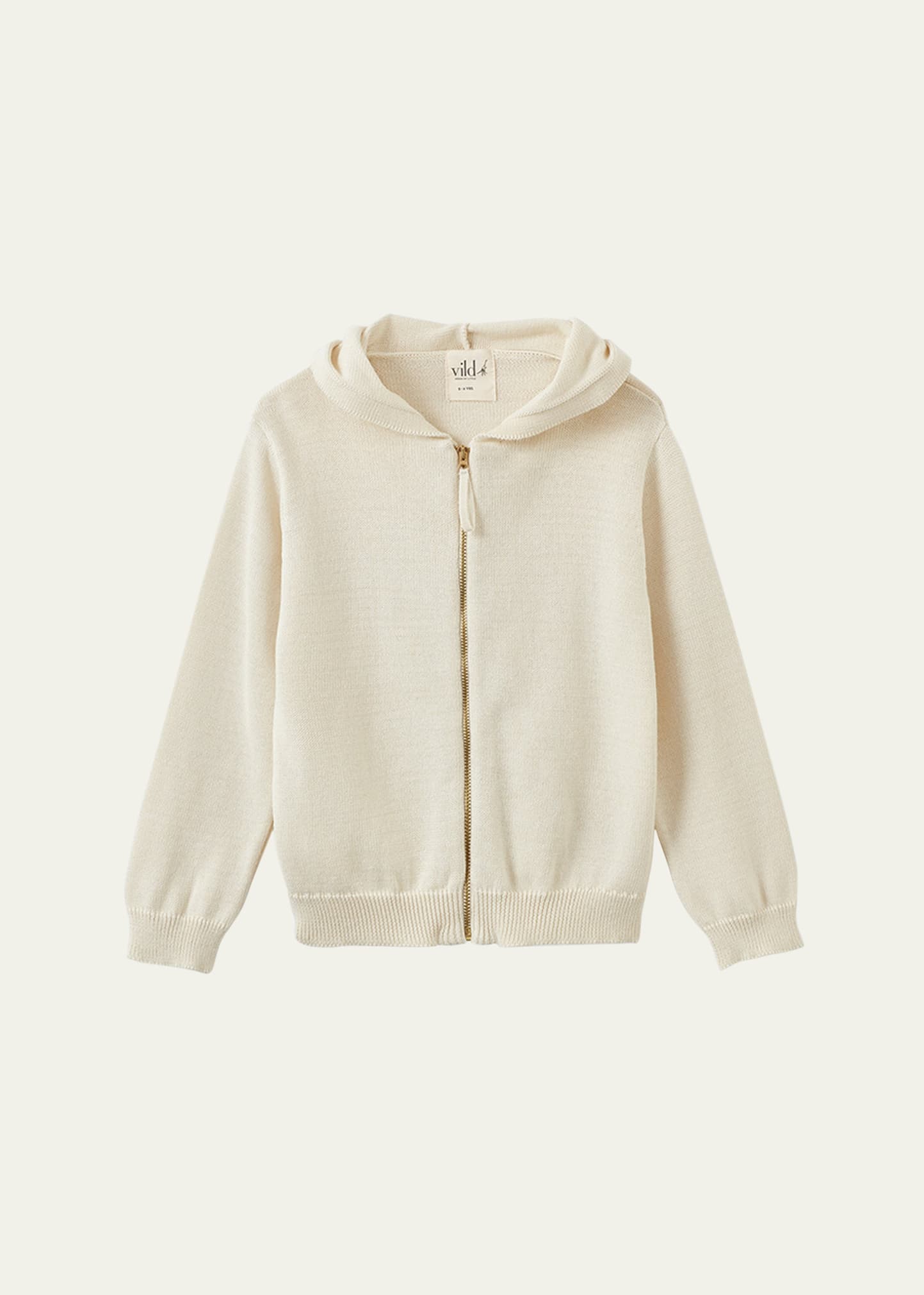 Vild - House Of Little Kid's Hooded Cotton Cardigan In Ecru