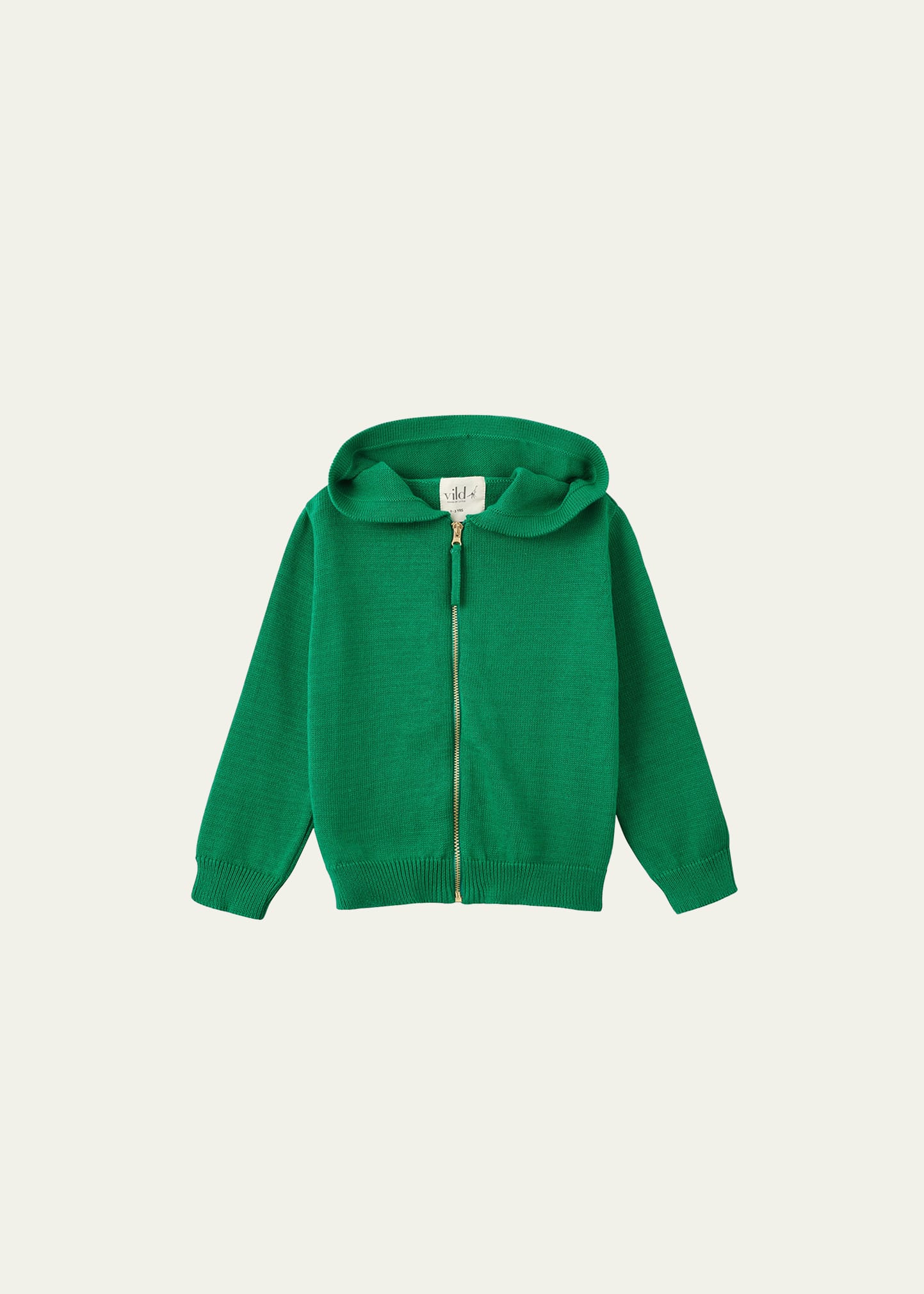 Vild - House Of Little Kid's Hooded Cotton Cardigan In Green