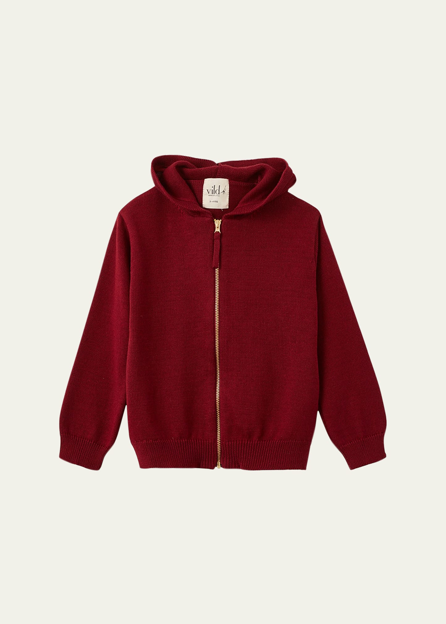 Vild - House Of Little Kid's Hooded Cotton Cardigan In Red Jasper