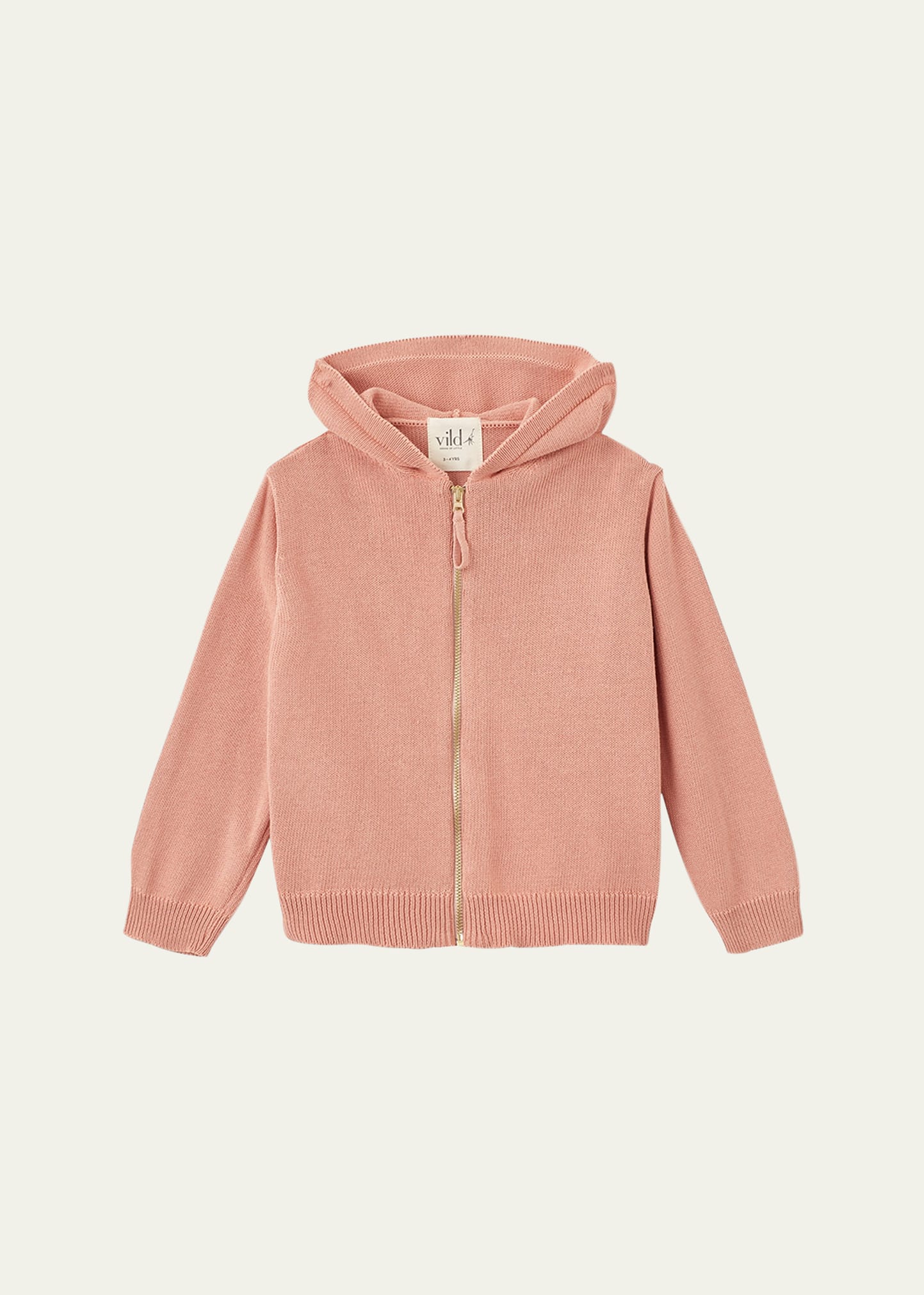 Vild - House Of Little Kid's Hooded Cotton Cardigan In Pink Rust