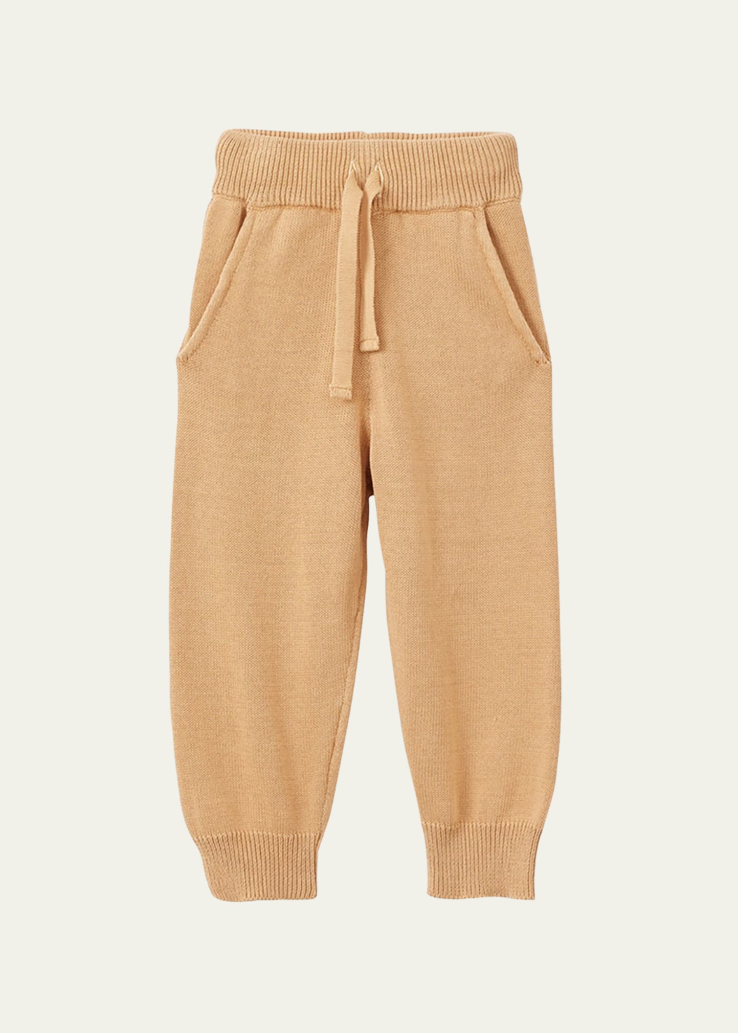 Vild - House Of Little Kid's Organic Cotton Knit Joggers In Sandstone