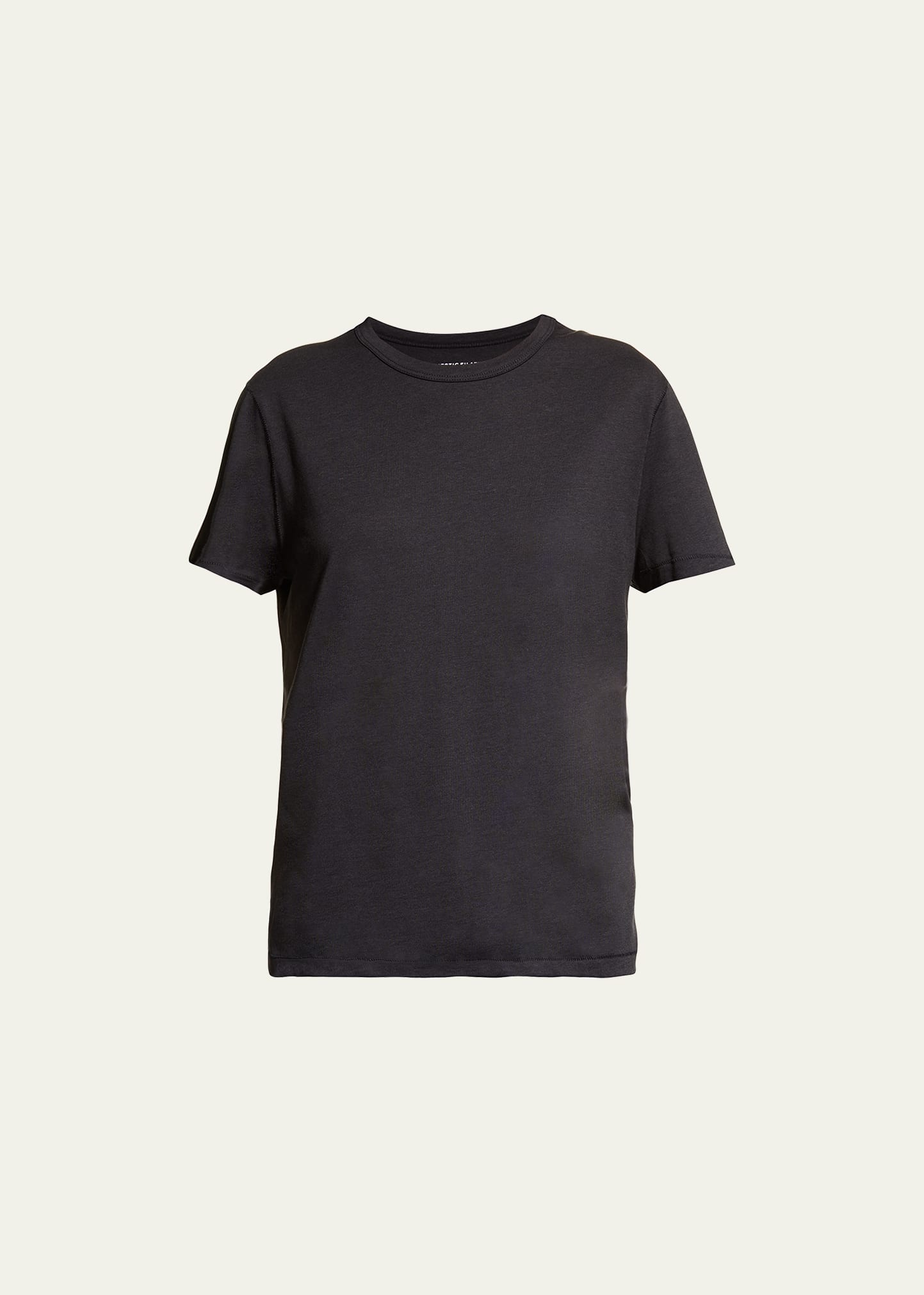 Shop Majestic Lyocell Cotton Semi-relaxed Short-sleeve Crewneck Tee In Noir
