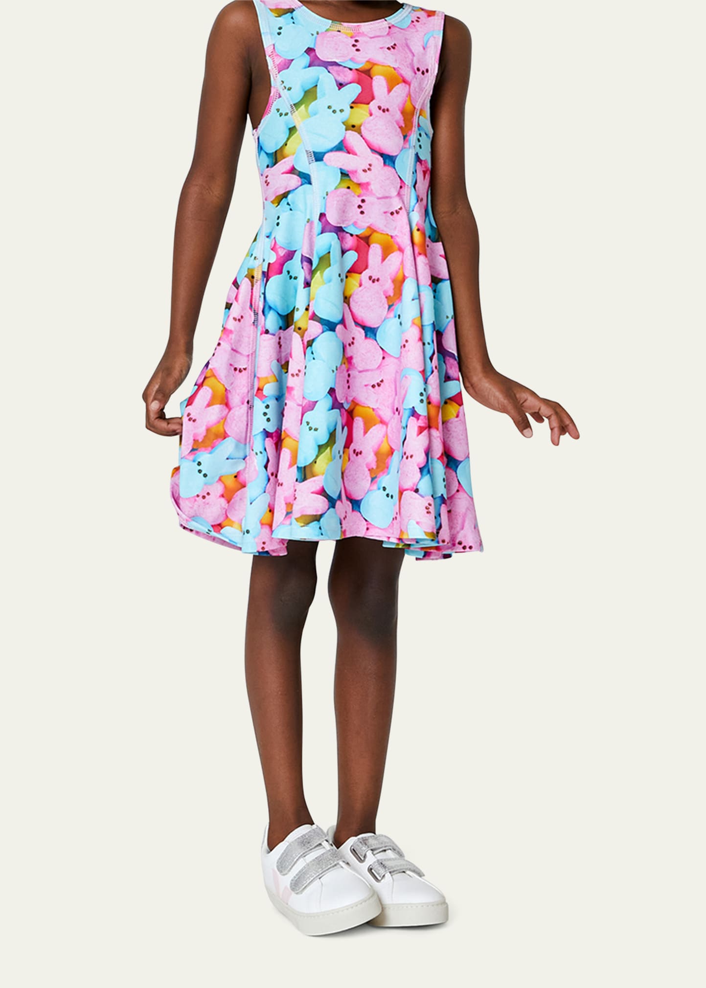 Terez Kids' Girl's Marshmallow Bunny-print Skater Dress In Multi