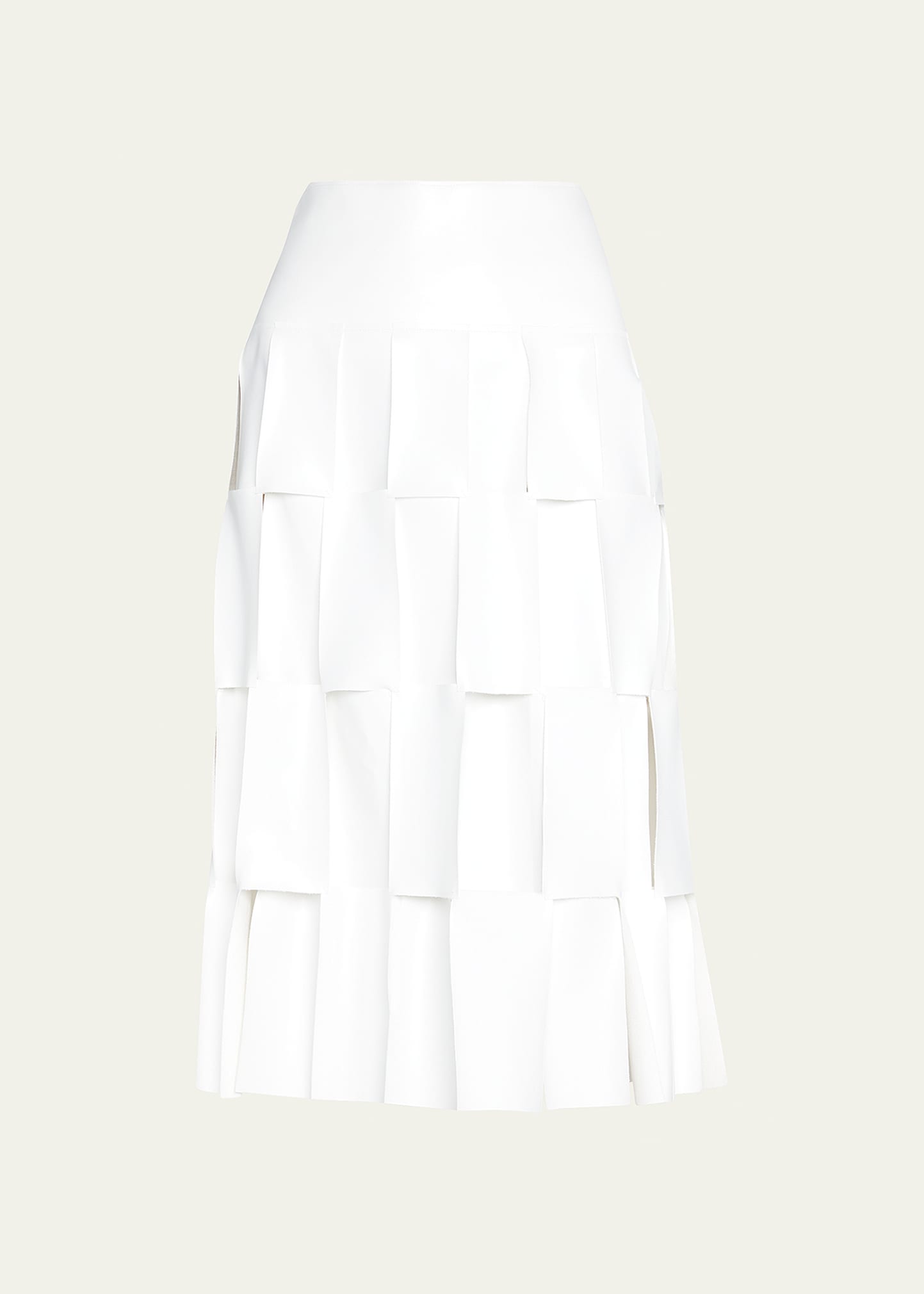 Layered Rectangle Cutout Vegan Leather Midi Skirt