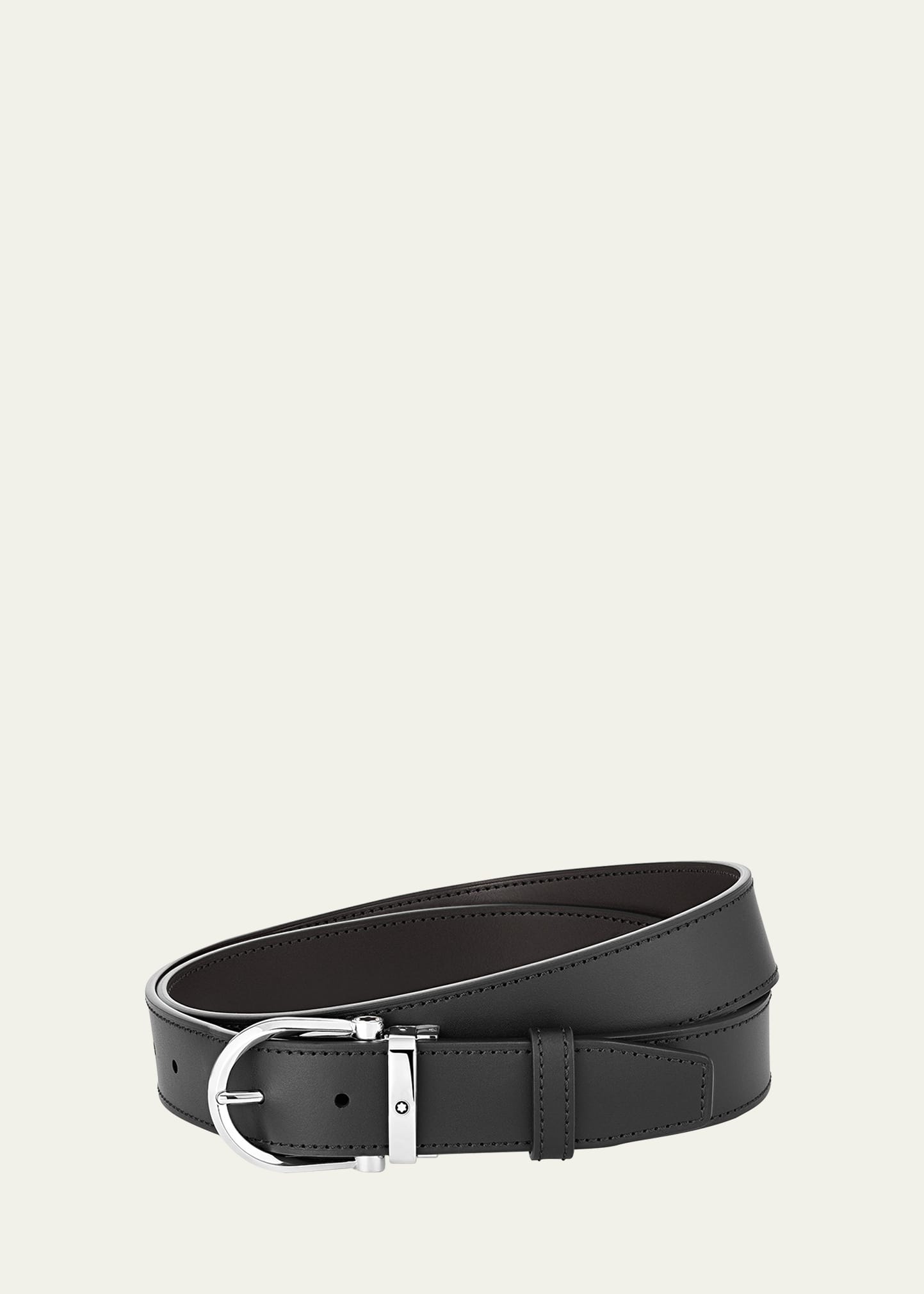 Montblanc Men's Leather Buckle Belt In Black &amp; Brown