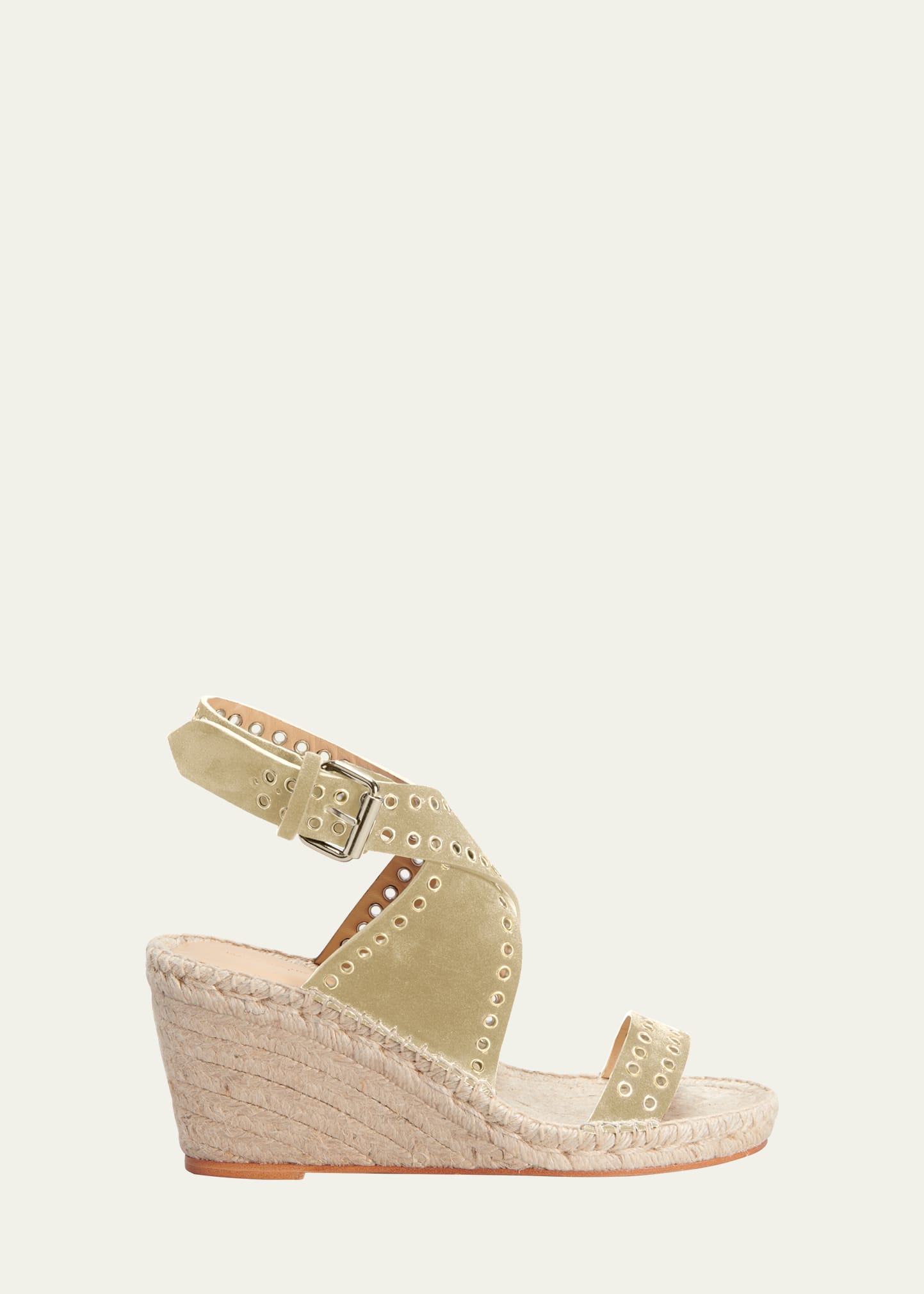 Isabel Marant Iriane Suede Grommet Wedge Sandals In Beige