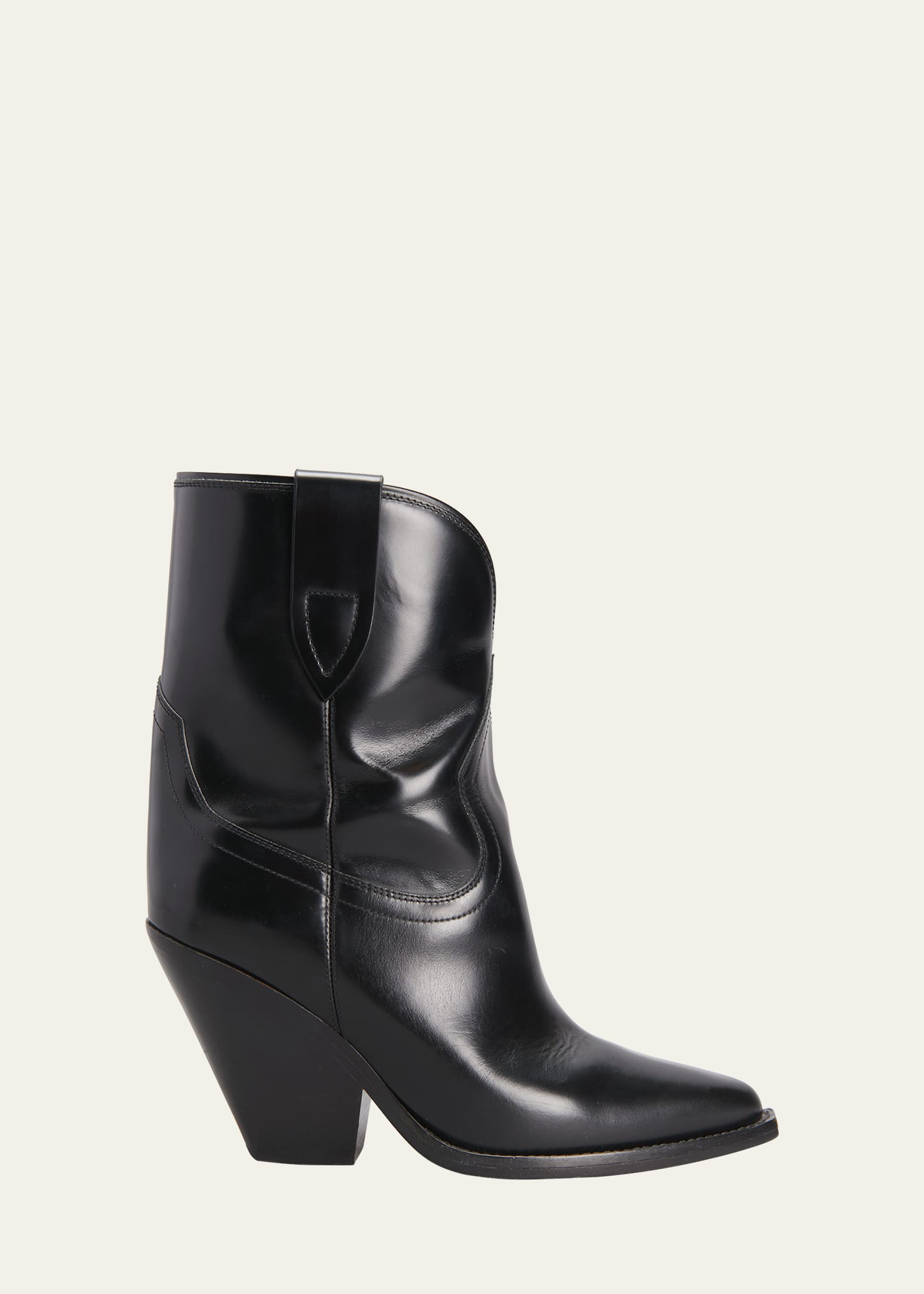 Isabel Marant Leyane Texan Ankle Boots In Black Leather In Black