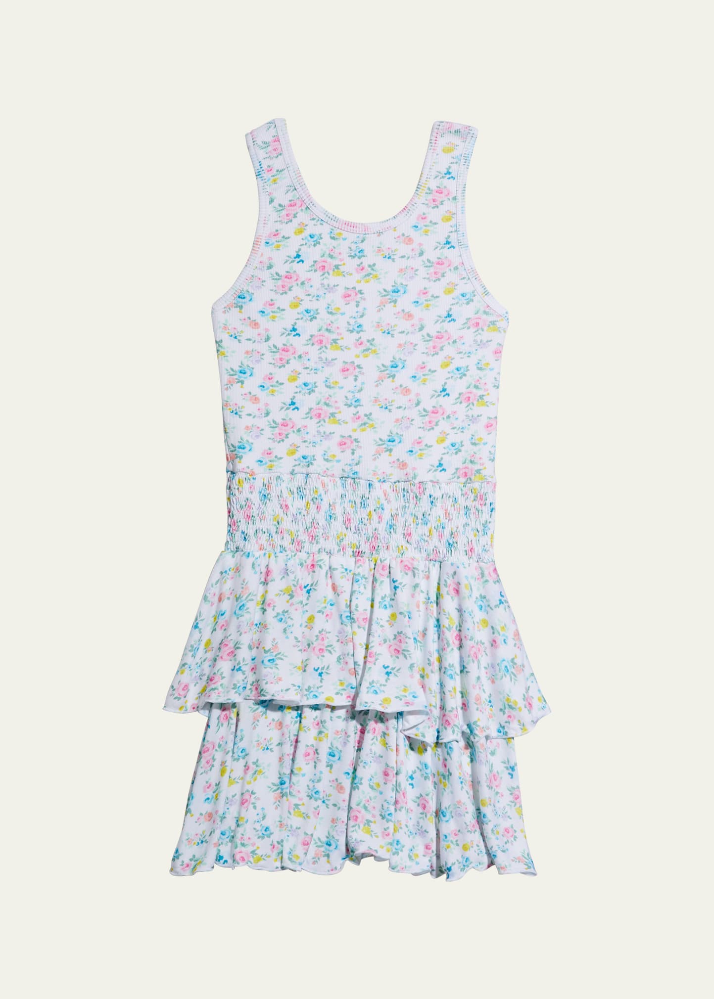 Flowers By Zoe Girl's Multicolor Floral Tiered Ruffle Dress, Size S-XL